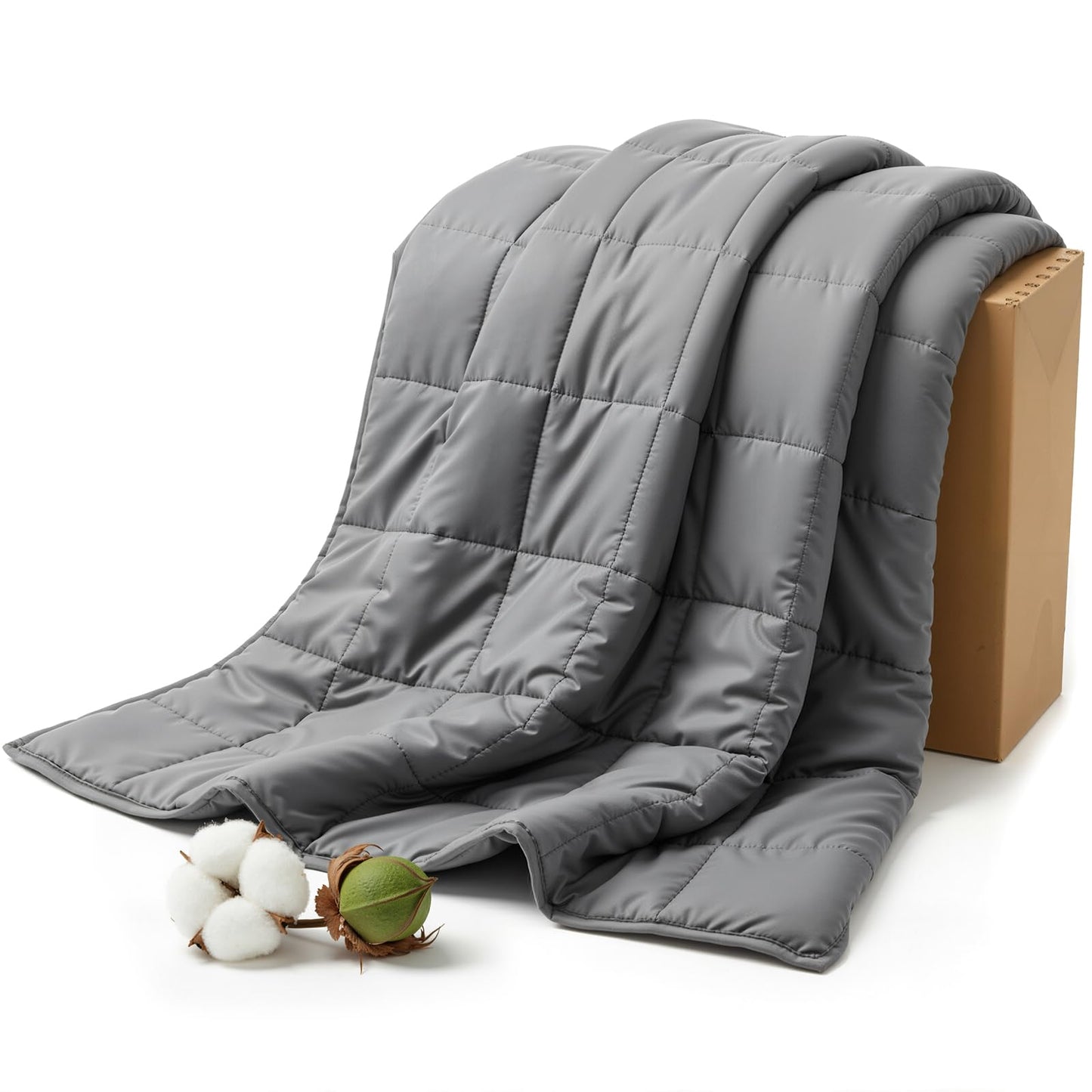 Smart Queen Weighted Blanket for Adults(48"x72",15lbs, Grey) Twin Size Soft Cooling Heavy Blanket for Sleeping, Breathable Blanket with Glass Beads Perfect for 120-160 lbs,All Season,Machine Washable