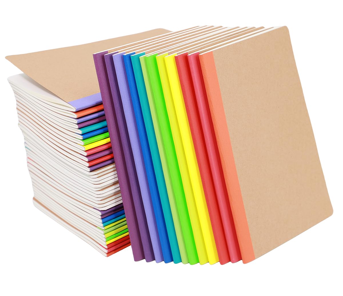 48 Pack A5 Kraf Notebooks Lined Journal Bulk Writing Diary Subject Notebooks Planner with Thick Paper, 60 Pages, 30 Sheets, 8.3x5.5 inch