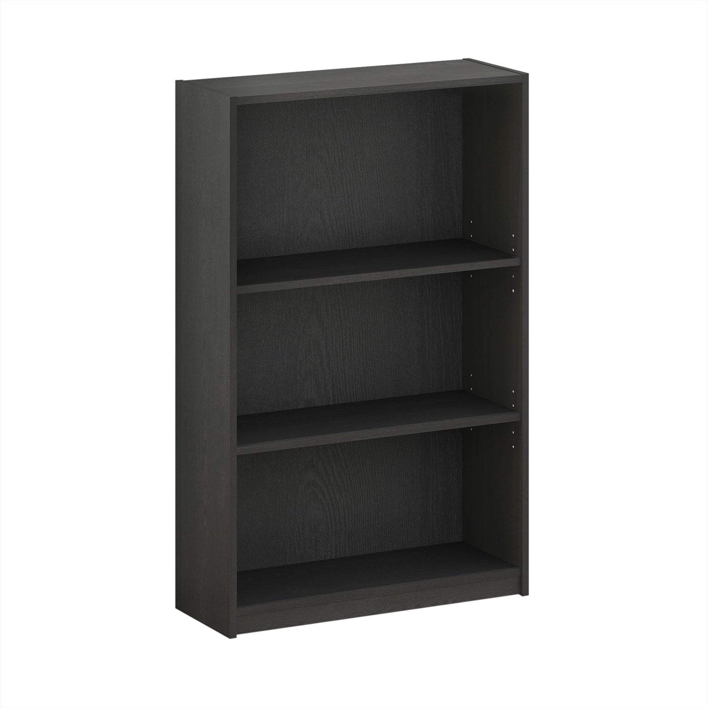 Furinno Jaya Book Shelf, 3-Tier Bookshelf, Bookcase with Adjustable Shelves, 9.5 x 24.5 x 40.3, for Organization and Storage, for Living Room, Bedroom, Home Office, Blackwood
