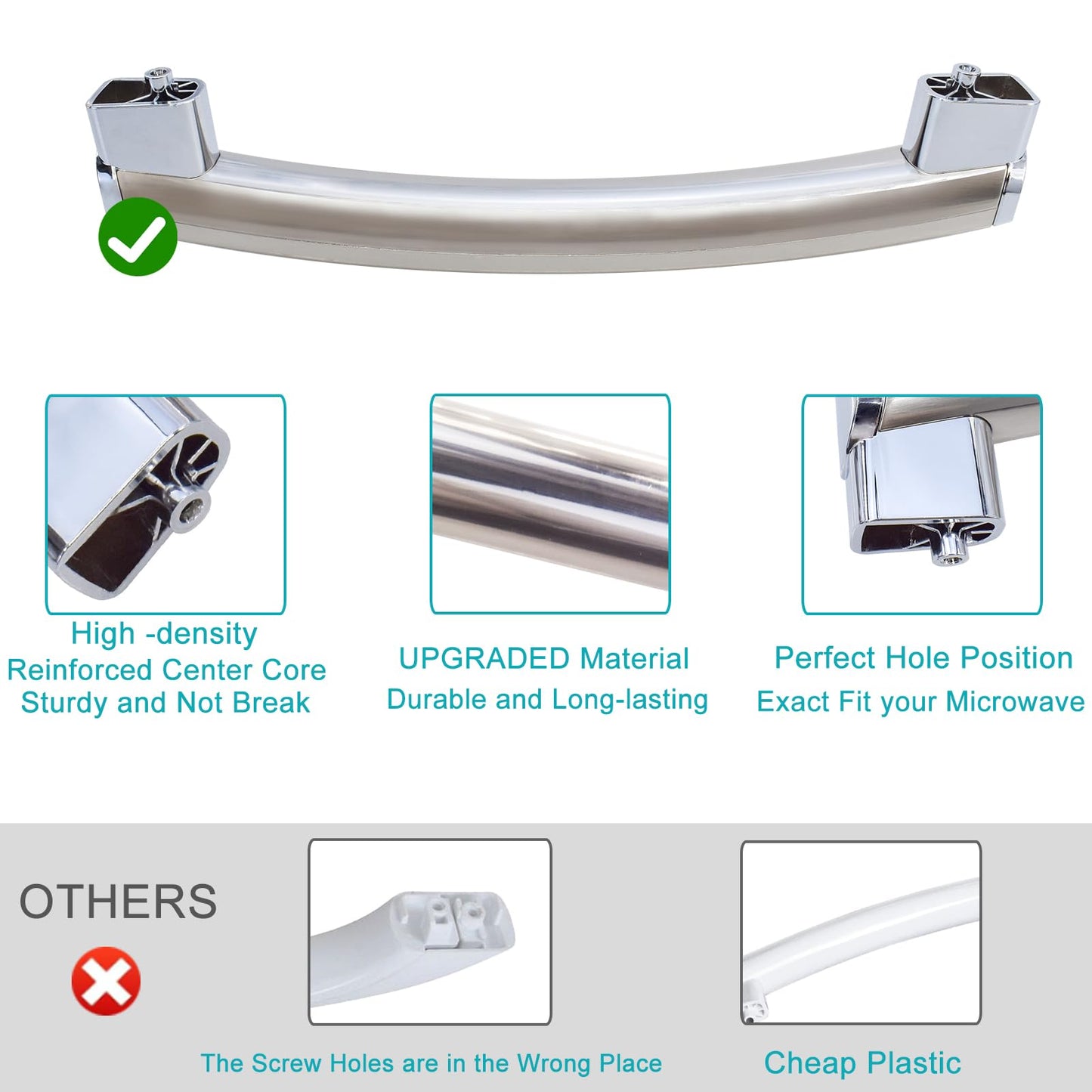 Upgraded WB15X21101 Microwave Oven Door Handle Compatible for GE Microwave Handle Replacement, Reinforced for General Electric GE Microwave Door Parts JNM3163RJ1SS, JNM3163RJ3SS, JVM3162RJ3SS