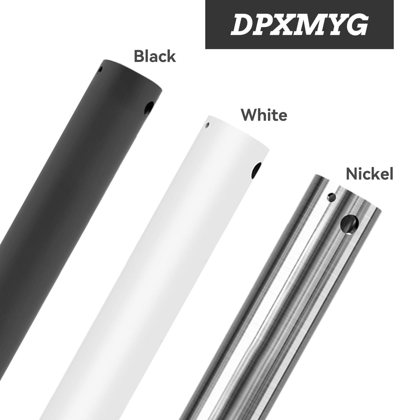 DPXMYG 48 inch Ceiling Fan Downrod, 4 FT Black Downrod for Ceiling Fan, 1 inch Outside Diameter, Boom Suitable for a Wide Range of Fans (Black, Not Threaded)