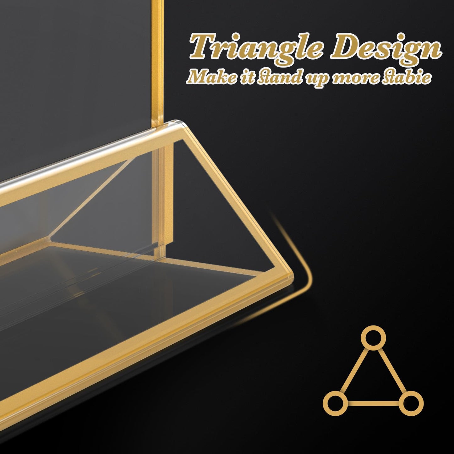 Gold Acrylic Sign Holder 5x7, 16 Pack Wedding Gold Frame Table Number Holders Vertical, Clear Picture Frames Flyer Stands Tables Menu Holder, Double Photo Paper Display Holder for Party, Home, Office