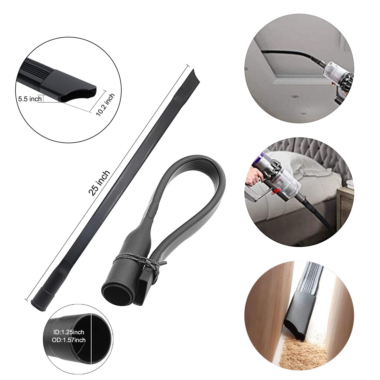 Alrens 15 Pack Universal Vacuum Attachments for Shop Vac Accessories, 2 1/2" to 1 1/4" Vacuum Hose Adapter, 1 7/8" to 1" Vacuum Adapter, Vacuum Extension Wand Accessories Brush Kit