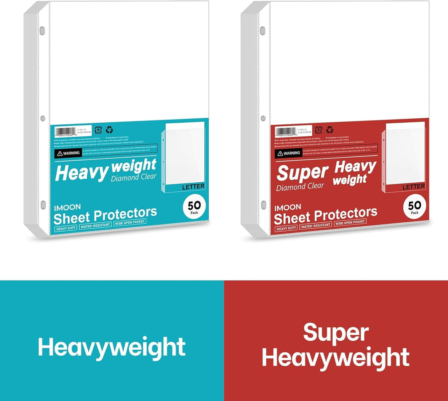Super Heavyweight 3-Hole Letter Size Sheet Protectors - High Transparency Plastic Heavy Duty Sleeves for 3 Ring Binders, Archival Safe, Durable Page Protectors for Documents, 8.5x11 Inch (300 Pack)