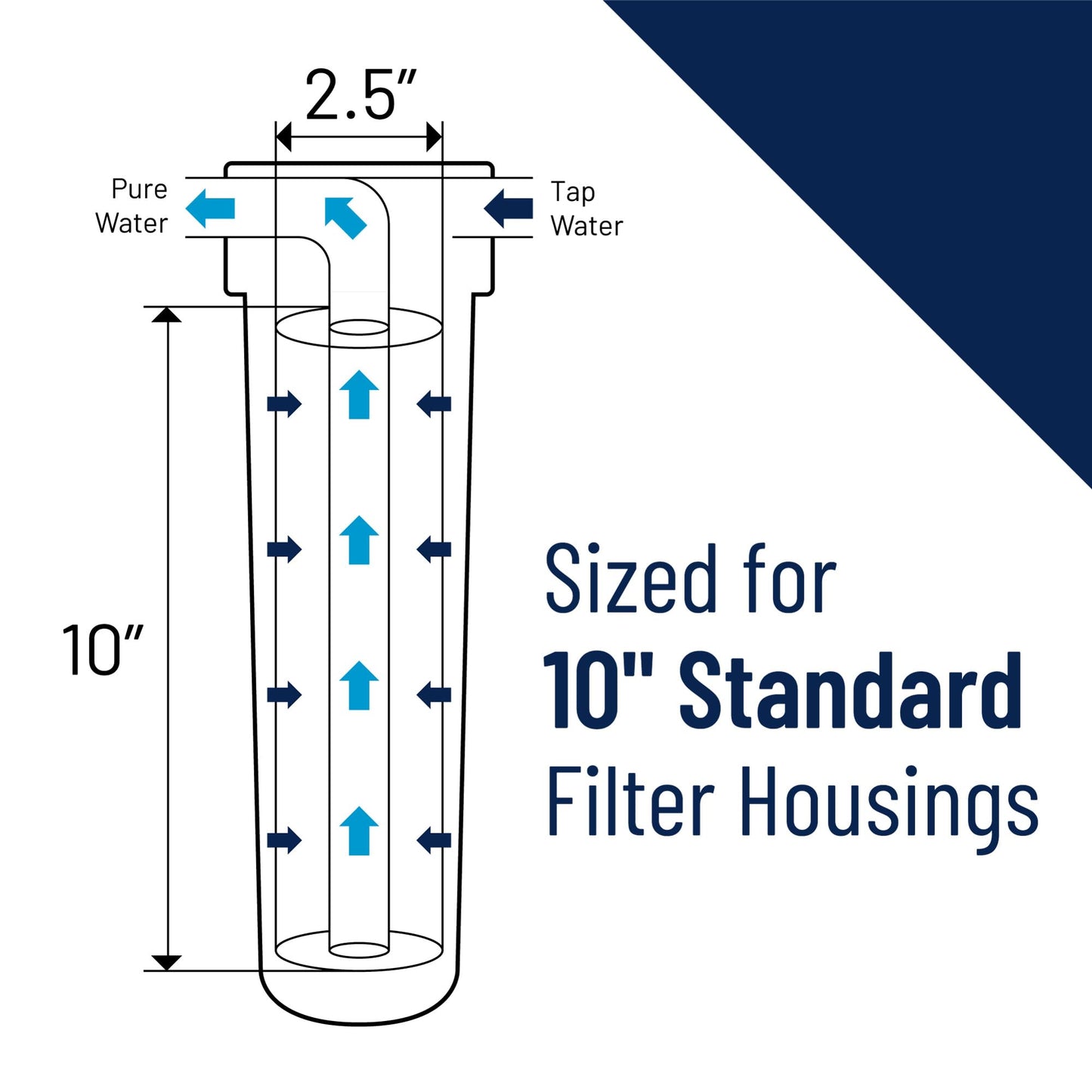 Pentair Pentek 150071 Traditional Standard Filter Housing, 3/4" NPT #10 Clear Water Filter Housing with Mounting Bracket Cap and Pressure Relief Button, 10-Inch, Blue/Clear
