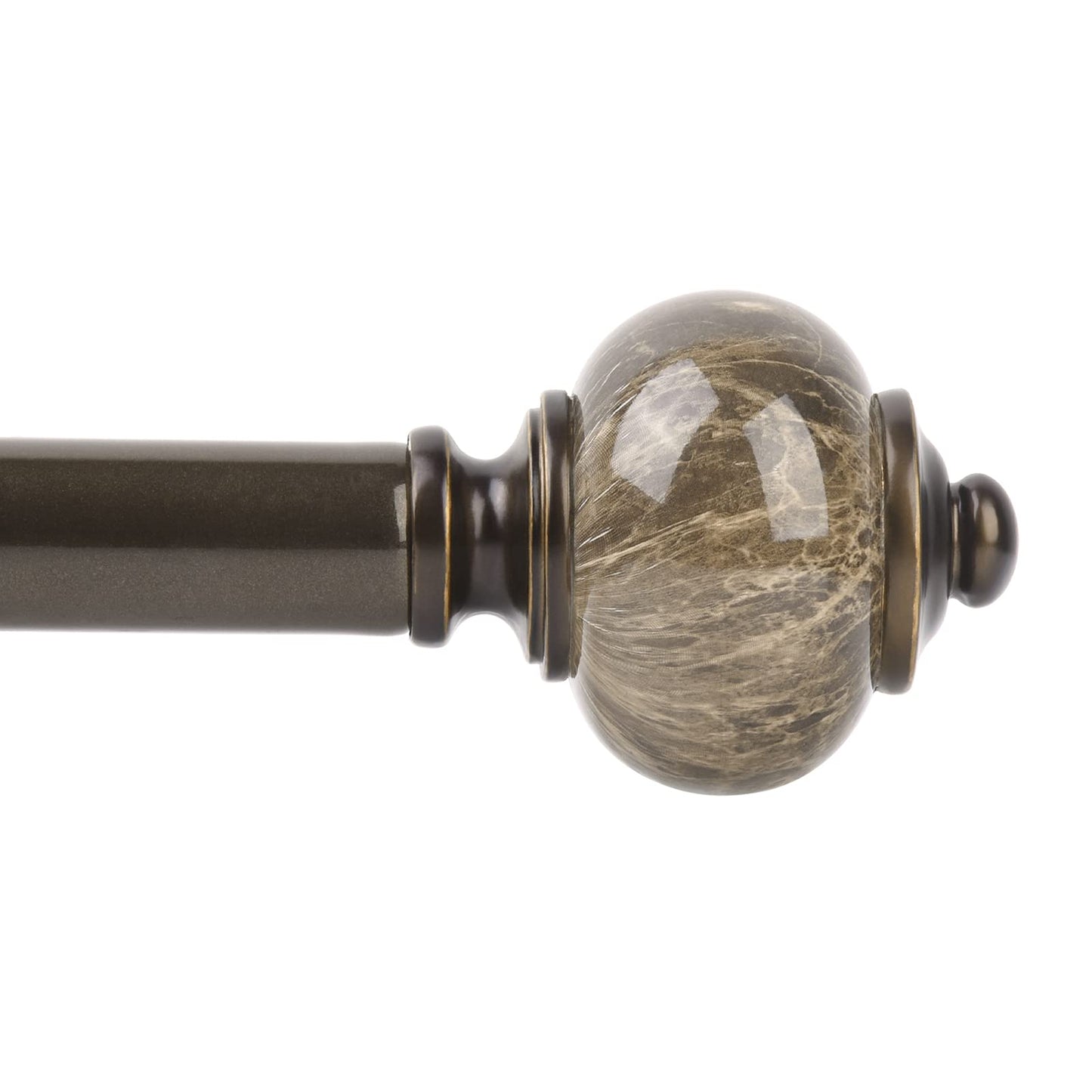 KAMANINA 1 Inch Curtain Rods for Windows 72 to 144 Inches (6-12ft) Bronze Heavy Duty Curtain Rod, Adjustable Long Drapery Rods with Marbled Finials