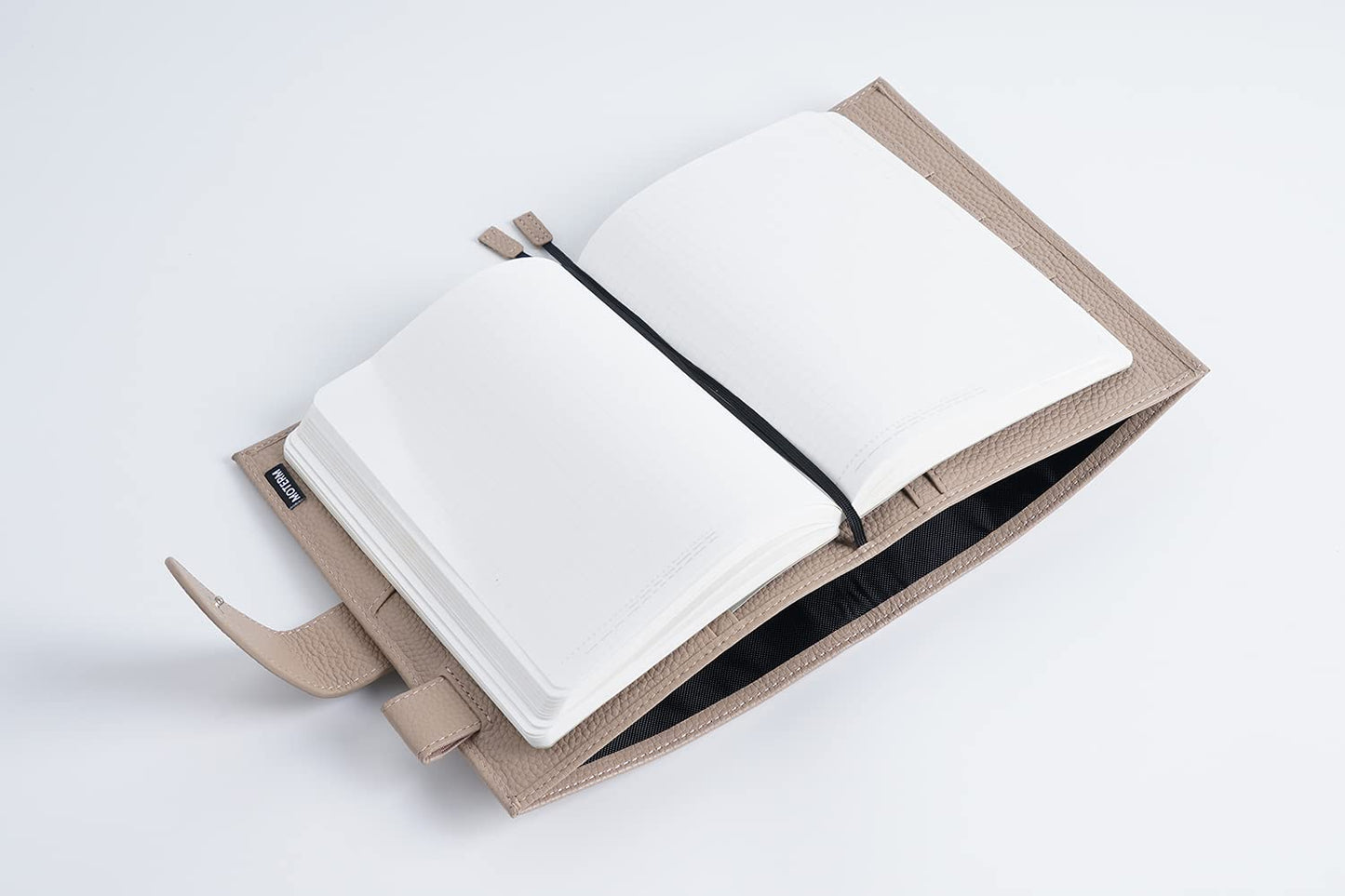 Moterm Leather Cover for Stalogy B6 - with Back Pocket, Pen Loop and Card Slots (Pebbled-Taupe, B6+)