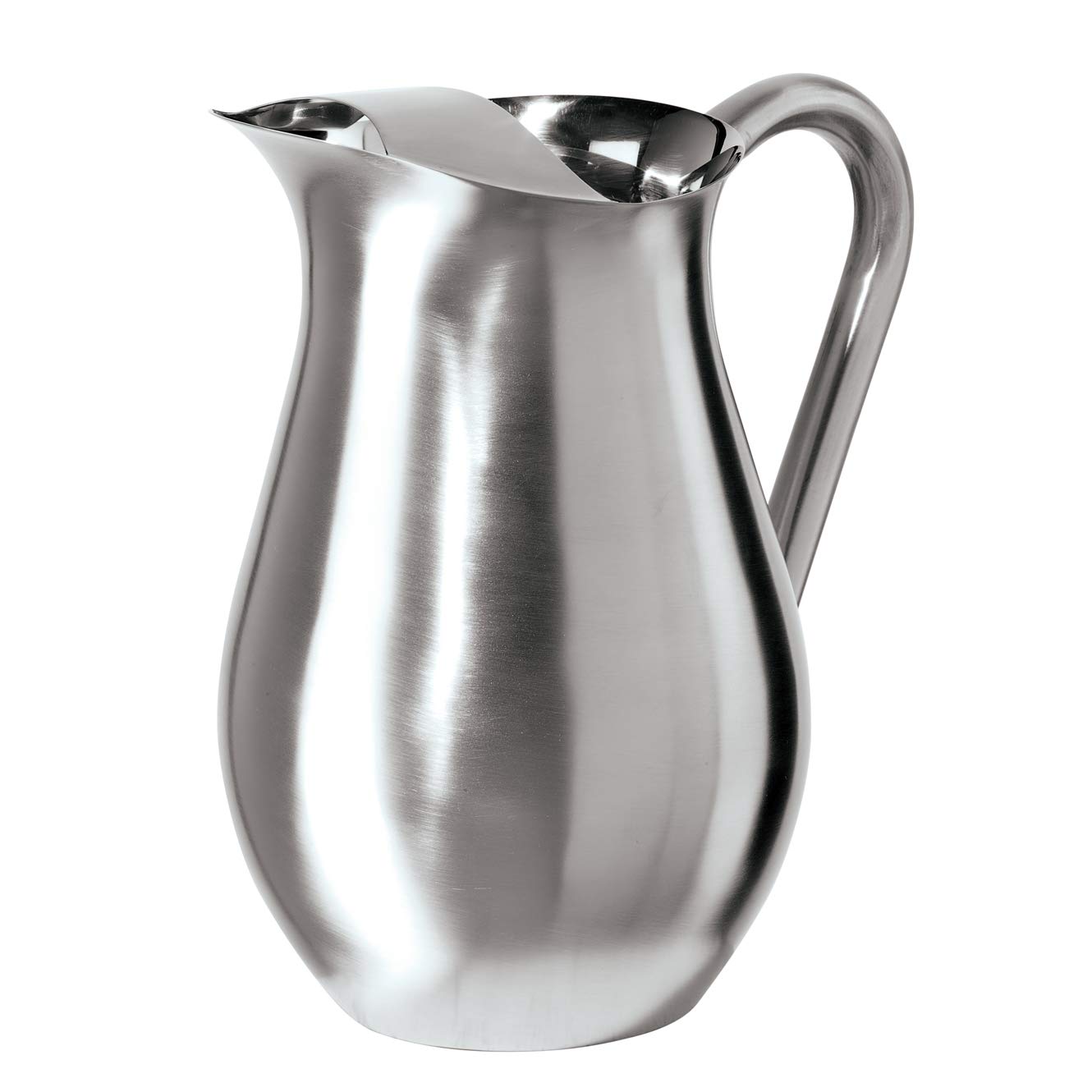 OGGI Stainless Steel Pitcher- Stainless Steel Water w/Ice Guard, Water Carafe, Great Metal Container for Entertaining, Ideal 68oz / 2 Lt Drink Pitcher