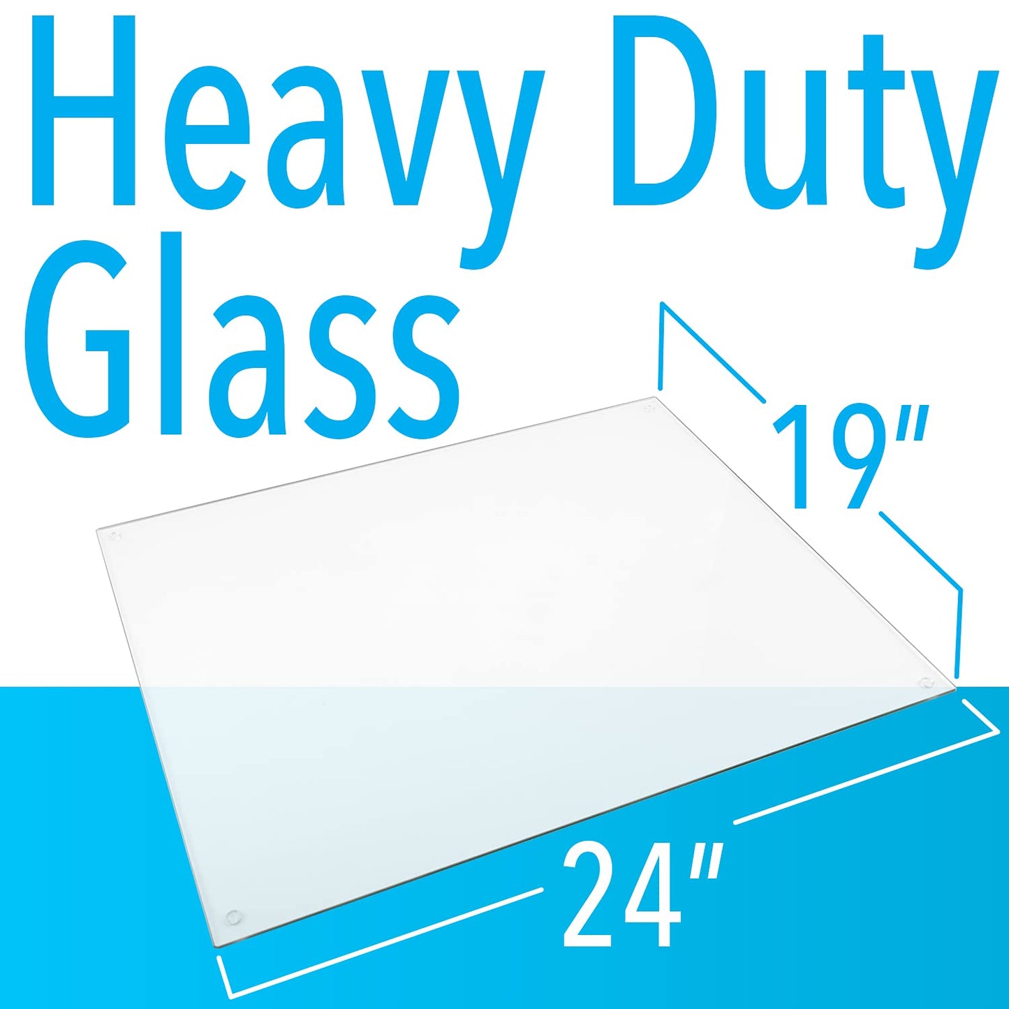 IMPRESA Clear Tempered Glass Desk Mat - 19 x 24 in, Clear - Table Protector & Desktop Mat for Office Accessories with Dry-Erase Surface & Preinstalled Rubber Feet