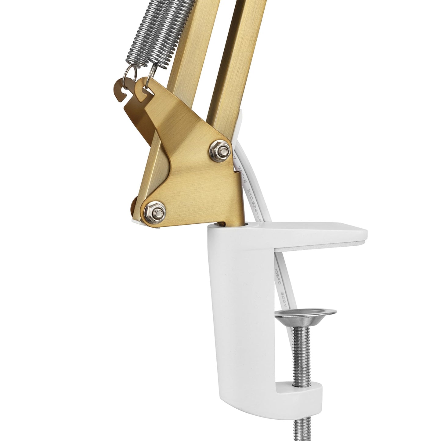 Globe Electric 52847 31.5 Inch Swing Arm Clamp-On White Desk Lamp with Nickel Accents, On/Off Rotary Switch, Book Reading Light, Home Essentials, Office Décor, LED Bulb Compatible
