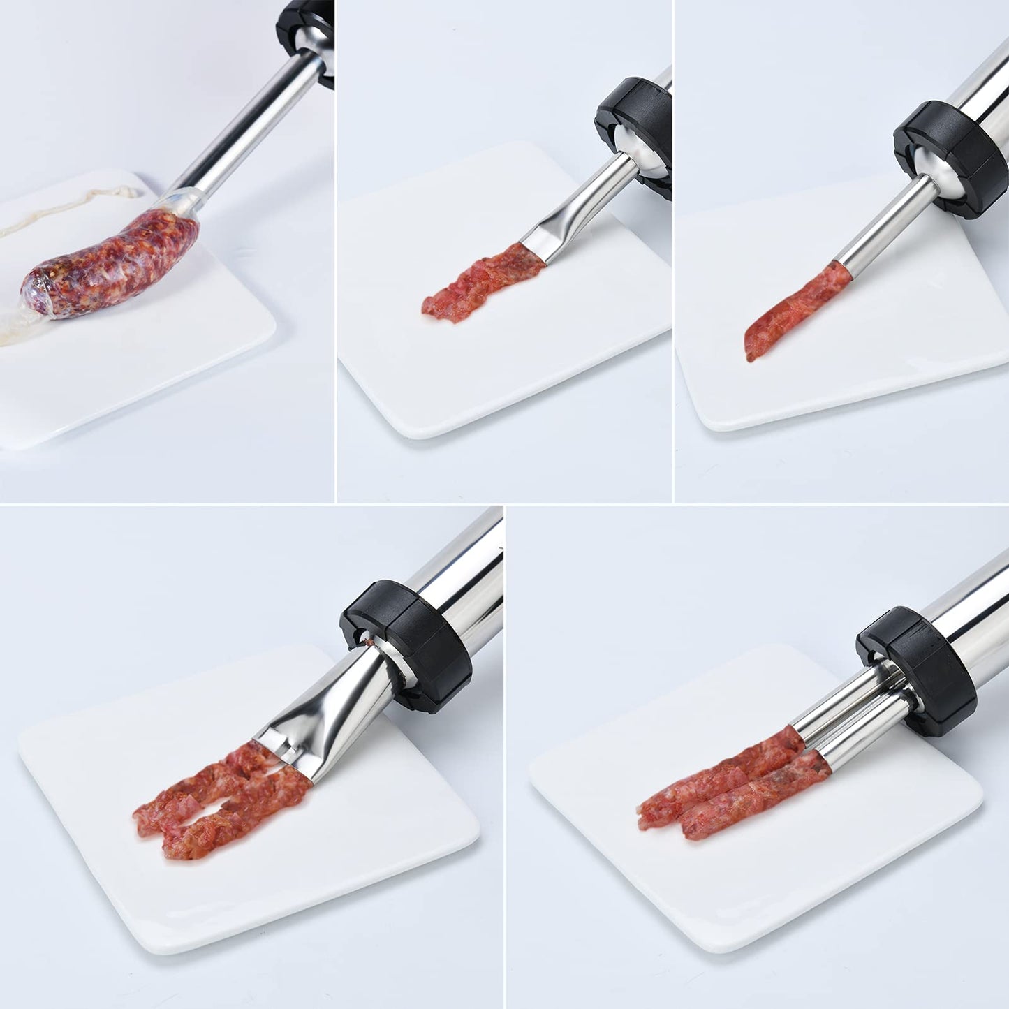 WILDDIGIT Professional Beef Jerky Gun Kits, Stainless Steel Jerky Maker, Jerky Cannon, Meat Gun with 5 Stainless Nozzles and 5 Brushes