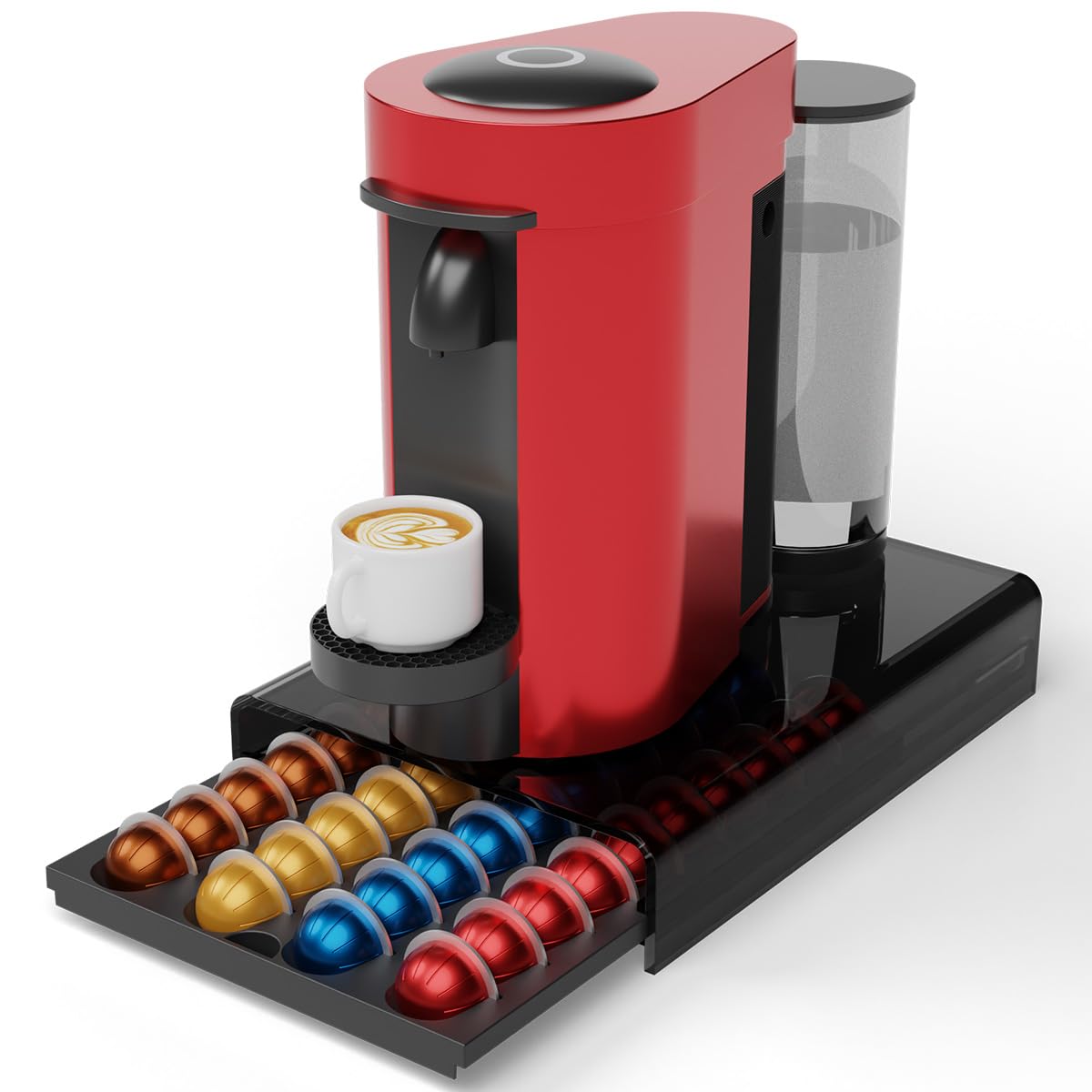 Coffee Pods Storage for Nespresso Vertuo Capsules Organizer, with Arcylic Top & Plastic Drawer, Holds 40 Pods