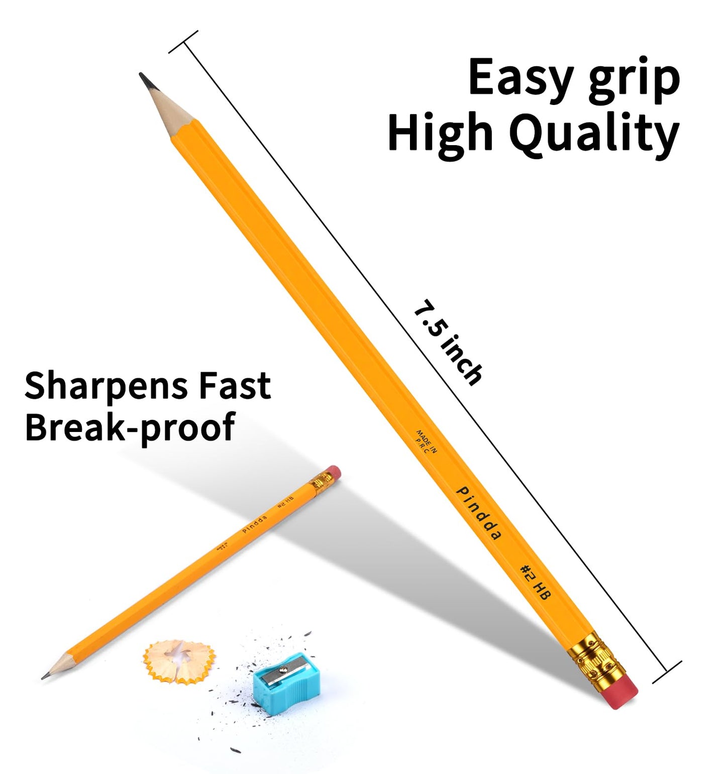 pindda Wood-cased #2 HB Pencils, 600 Pack Yellow Pre-sharpened Pencils With Erasers Bulk Pack Premium Graphite Pencil For Writing Drawing Sketching School Teacher Supplies Back to School Essentials