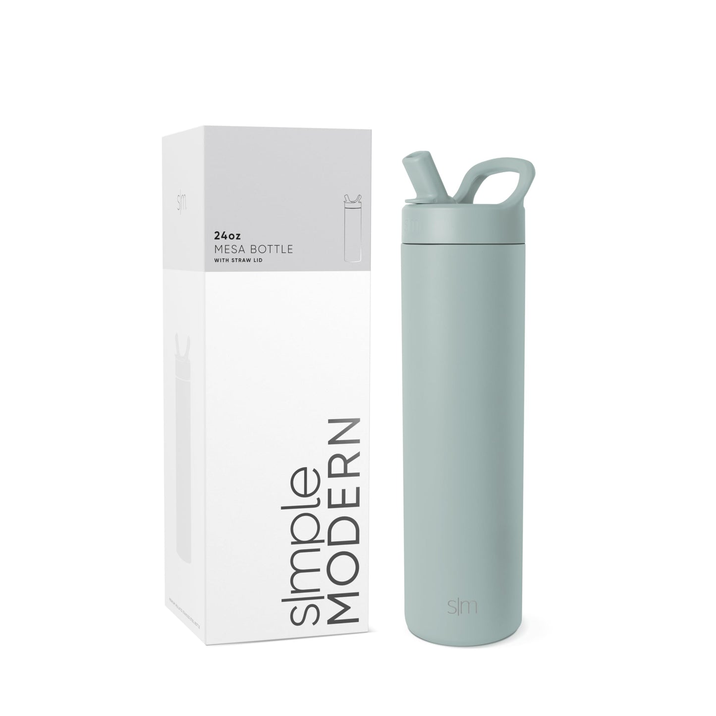 Simple Modern Water Bottle with Straw lid | Insulated Stainless Steel Thermos | Reusable Travel Water Bottles for Gym & Sports | Leak Proof & BPA Free | 24oz, Sea Glass Sage