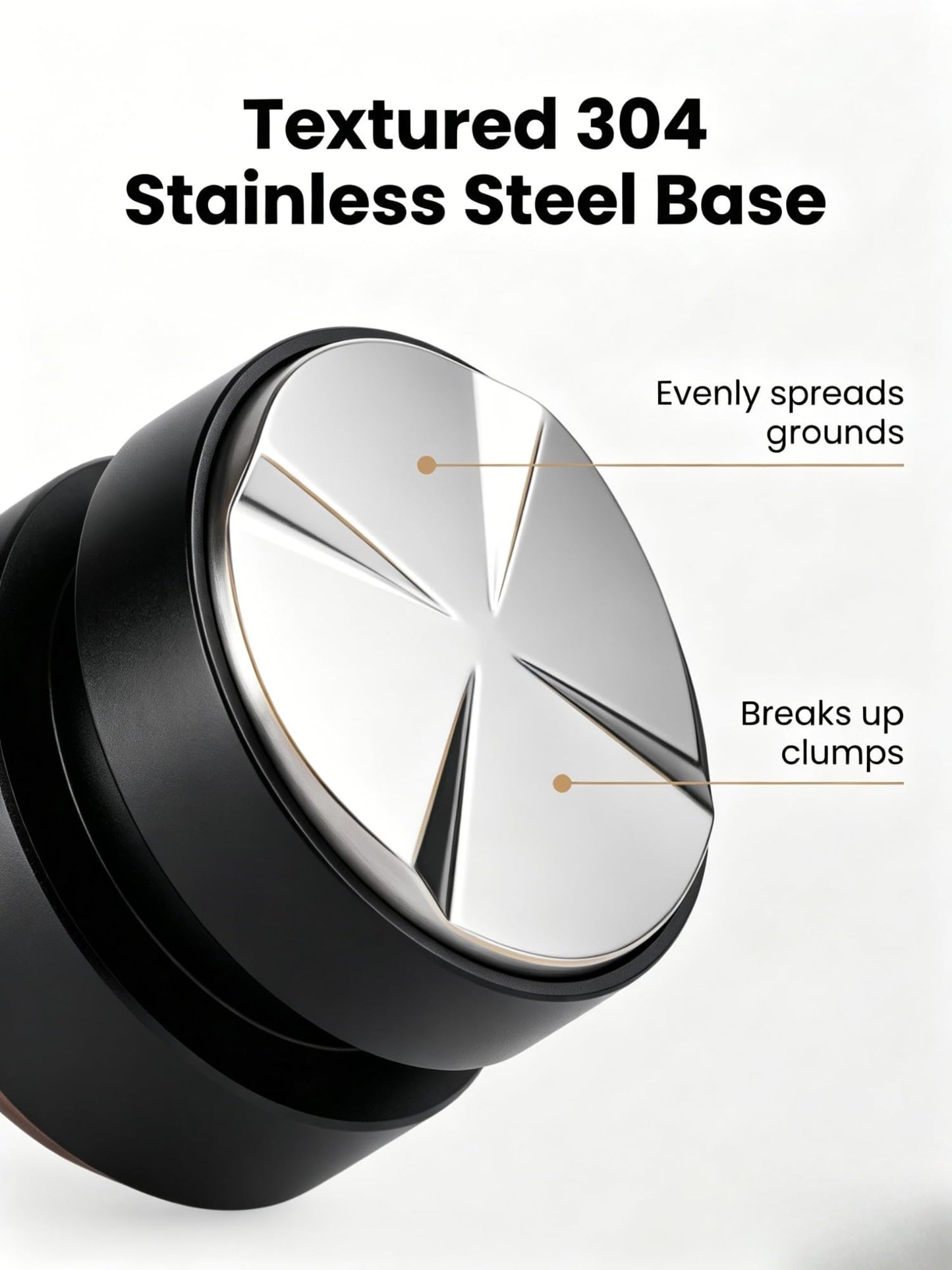 Ompellus 53mm Walnut Espresso Distributer, Gravity Adaptive Espresso Distribution Tool | Coffee Leveler Tool for Breville 54mm Portafilters | 304 Stainless Steel Base