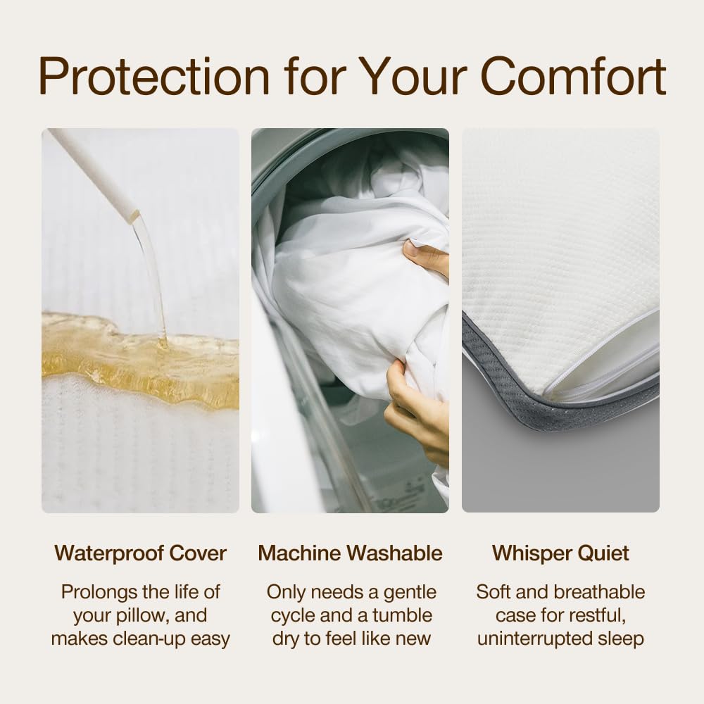 Coop Home Goods Ultra-Tech Pillow Protector for Memory Foam Pillows, Waterproof, Pack of 2 Queen Size Pillow Covers, Oeko-Tex Certified, Breathable, Zippered Covers, Machine Washable