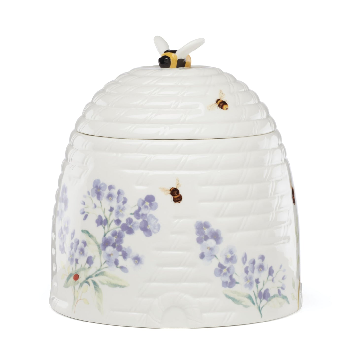 Lenox Home And Kitchen, Butterfly Meadow Beehive Candy Jar, Porcelain Material, Candy Bowl, Dishwasher Safe, Kitchen And Dining, Butterfly And Flowers, Pantry Storage, Table Decor (White, 1 Piece)