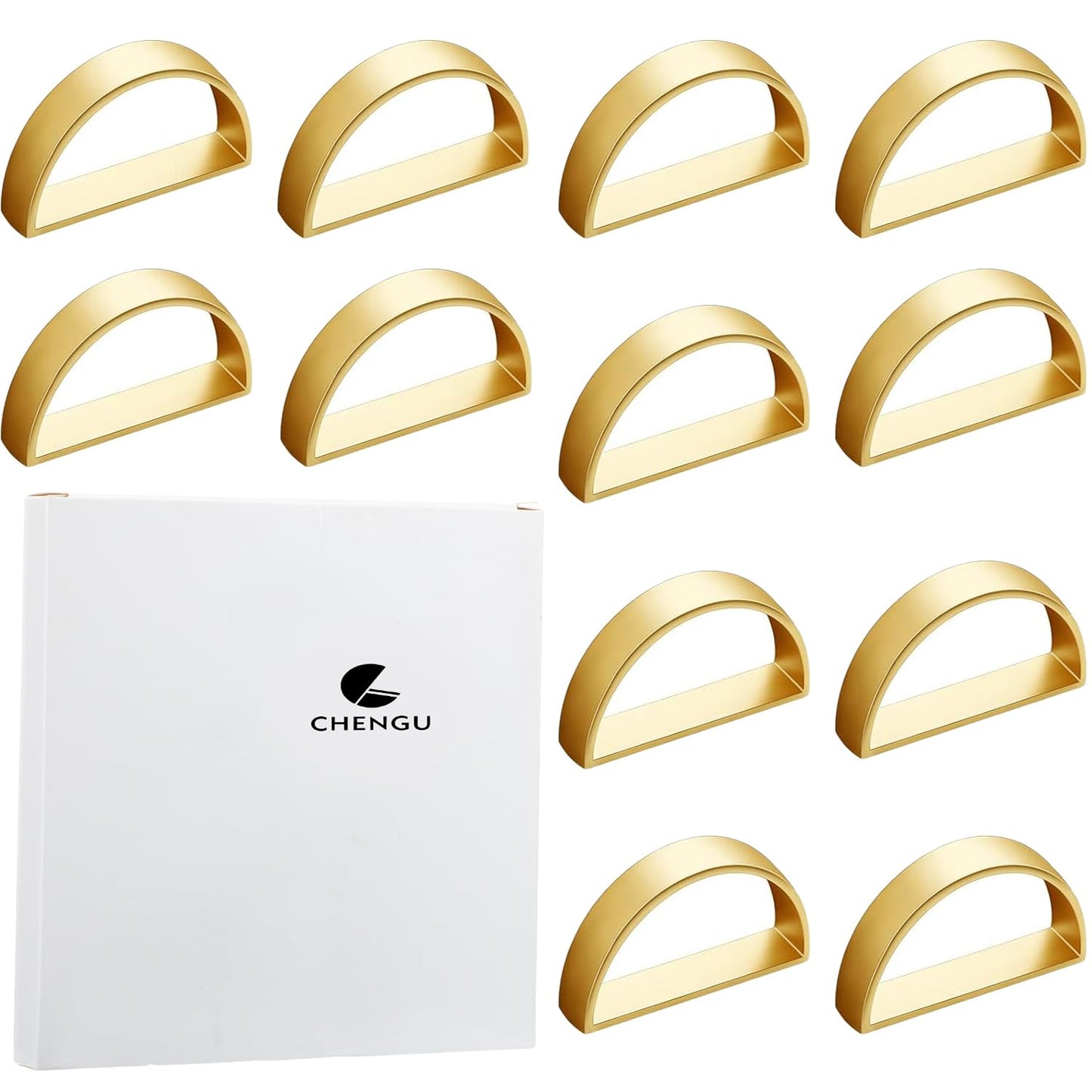 100 Pcs Stainless Steel Napkin Rings Festival Metal Napkin Ring Holders Modern Serviette Buckles Metallic Adornment for Table Settings Kitchen Dinner Party Wedding (Matte Gold Semicircle)