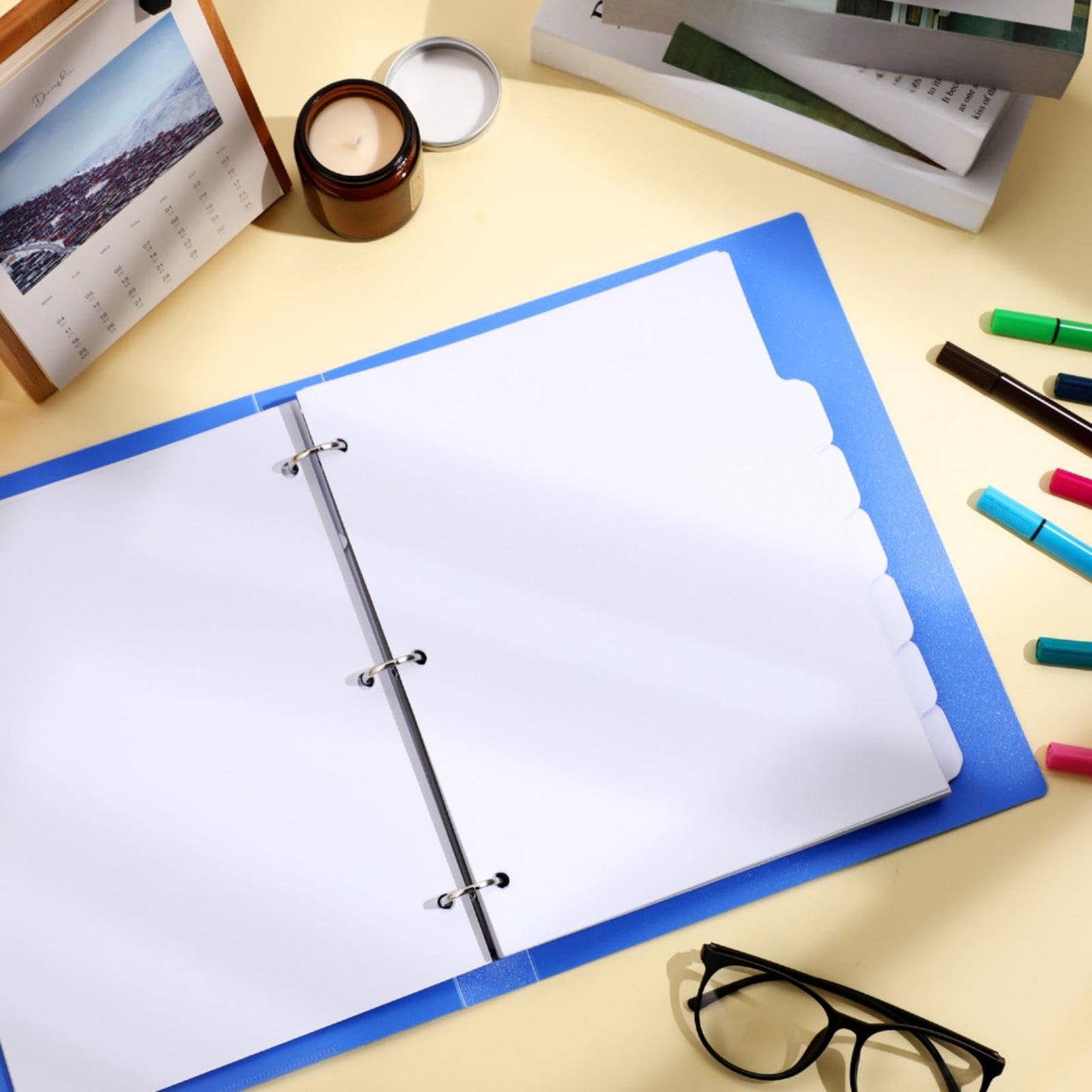 Harloon 30 Set 30 Set 3 Ring Binder Dividers with 8 Tabs, 1/8 Cut Tab Divider 3 Hole Punch 8.5 x 11 Inch Blank Index Binder Bulk 230 GSM Heavyweight Paper for School Class Office Home (White)