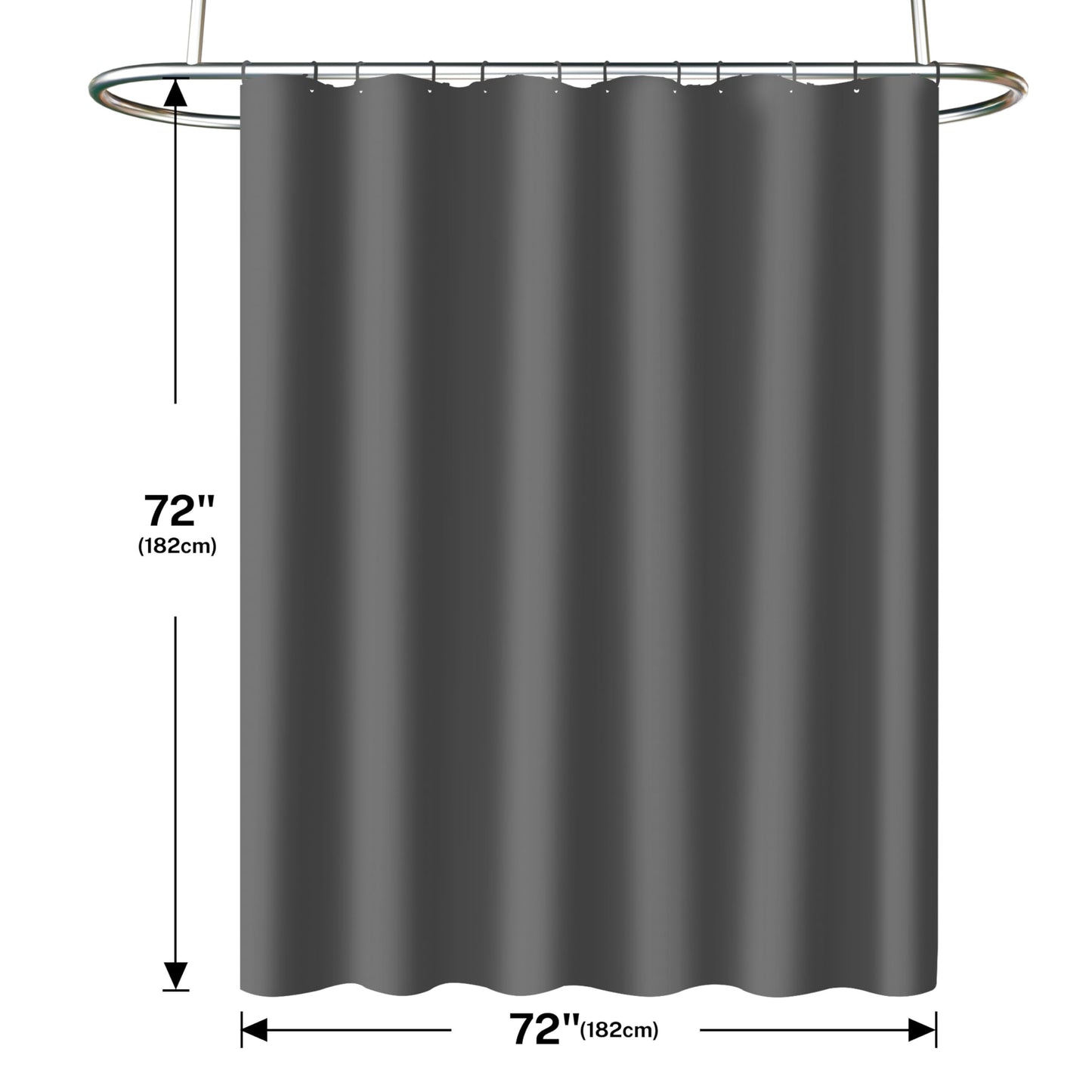 Lameirose Grey Shower Curtain and Liner, 3 in 1 Shower Curtain Set with 12 Double Sided Shower Curtain Hooks, Cloth Shower Curtains for Bathroom,Waterproof, 72" W*72" H