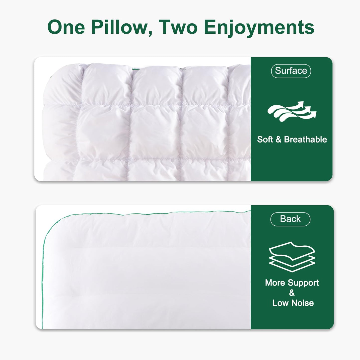 YOUR MOON Fluffy Support Bed Pillow Queen Size, Super Soft Premium Down-Alternative Filling for Sleeping, Luxury Hotel Quality Bed Pillows for Side Sleeper (White)