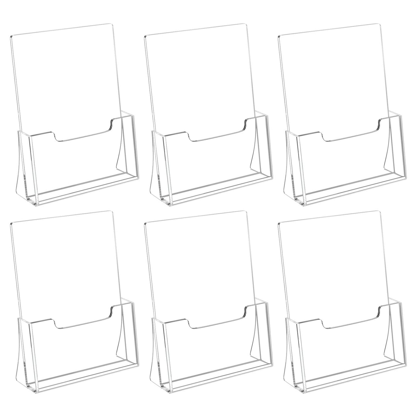 HIIMIEI Brochure Holder 8.5 x 11 inches, Acrylic Flyer Holder with 6 Pack, Plastic Stands for Displaying Magazines, Pamphlets, Literature, Brochures, Booklets, Menu