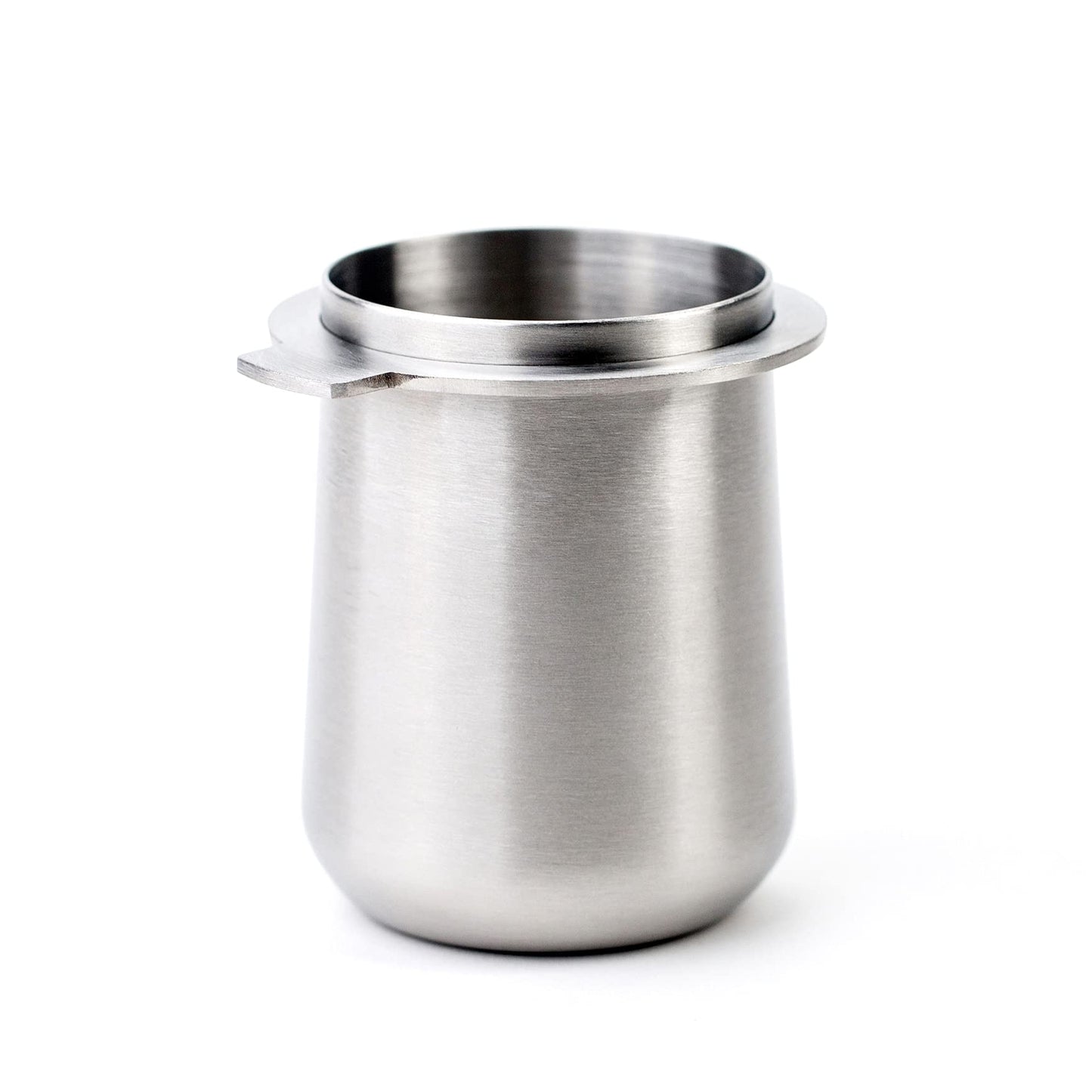 CREMA Coffee Products 54mm Dosing Cup | Compatible with any 54mm Portafilters | Durable 100% Stainless Steel | Built-In Grinder Tab for Easy Transfer | Brushed Silver Finish