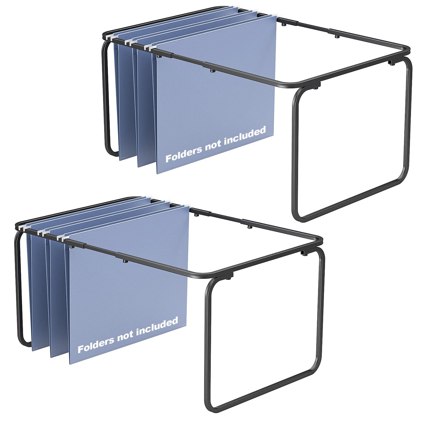 TOPCJ Legal/Letter Size Hanging File Folder Frame,Adjustable 16 to 25 inches,Heavy Duty Steel File Cabinet/Drawer Organizer Insert,Hanging Folder Holder for Desktop,12.598" W X 9.45" H,2 Packs