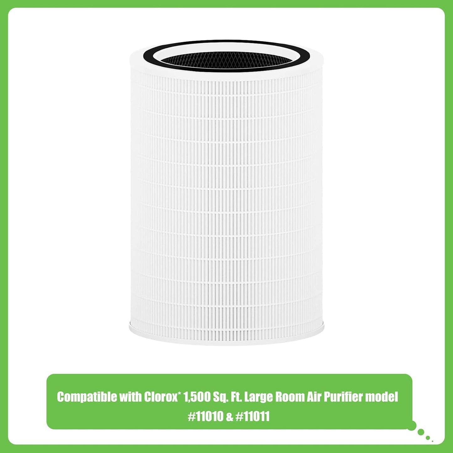 Hichoryer 12010 H13 True HEPA Replacement Filter Compatible with Clorox Large Room Air Purifier 11010 & 11011, 1,500 Sq Ft, 3-in-1 True HEPA and Activated Carbon Filter, 2 Pack