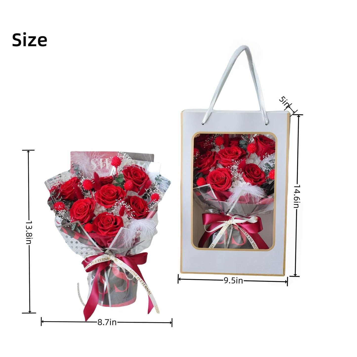 Aiyuolio Preserved Flowers Bouquet, 100% Real Roses that Last Up to 3 Years, Gift for Her: Birthday Christmas Valentine's Day Mother's Day, Room Decorations