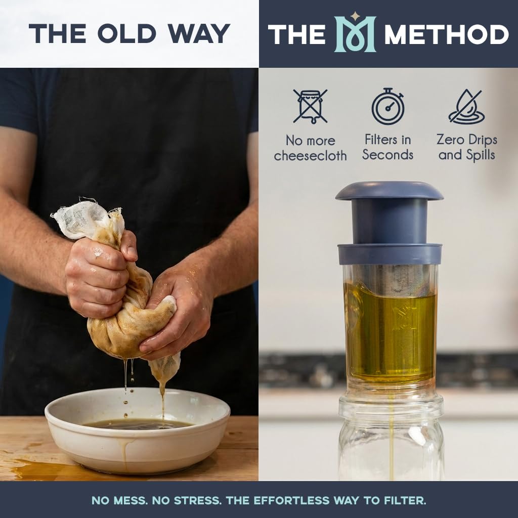 Magical Butter Filter Press – BPA-Free Reusable Straining System with Plunger & Cleaning Brush – Mess-Free Infused Oil & Butter Strainer