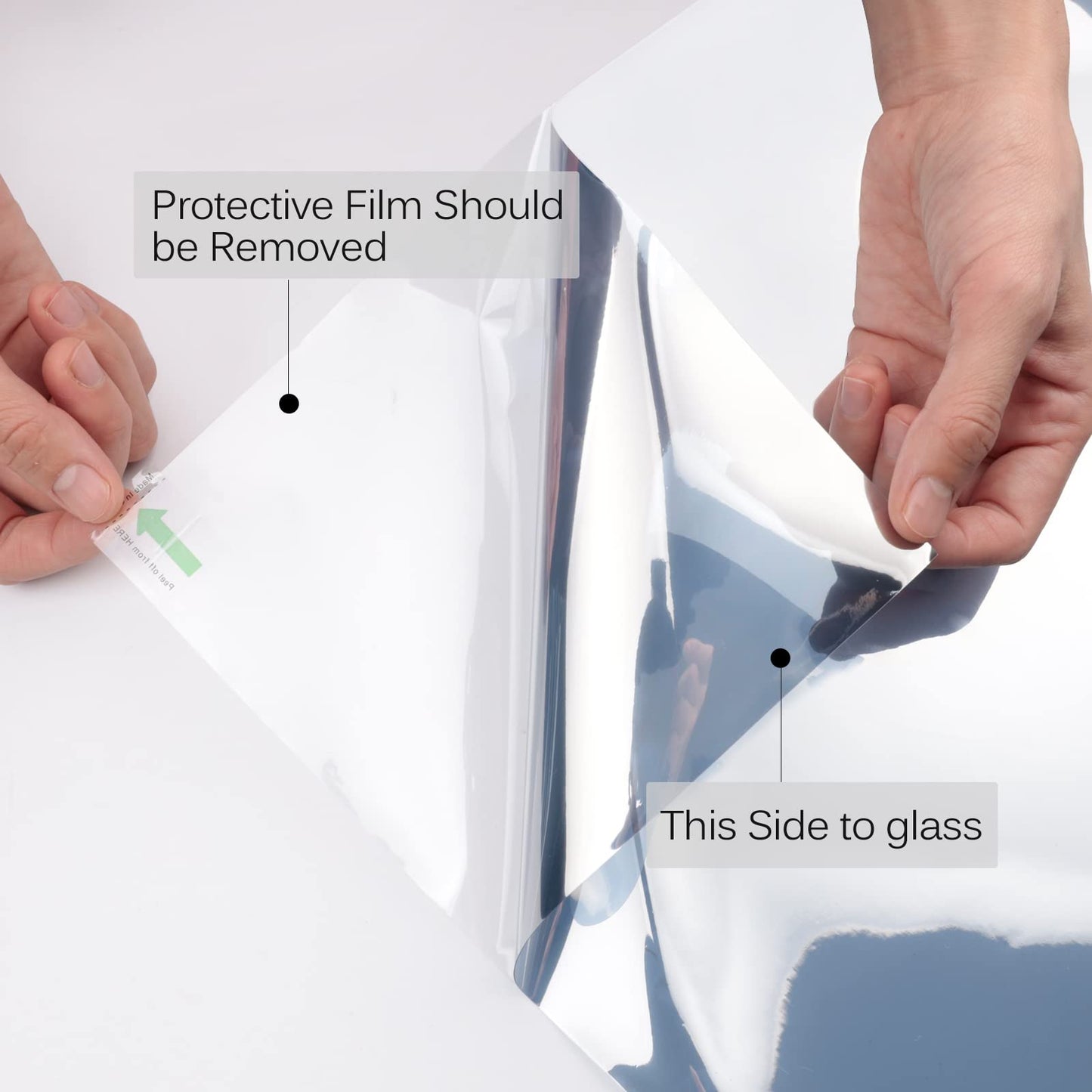 KESPEN Window Film One Way Daytime Privacy Static Cling Sun Blocking Anti UV Reflective Window Tint for Home and Office, Black-Silver, 23.6 Inch X 13.1 Feet