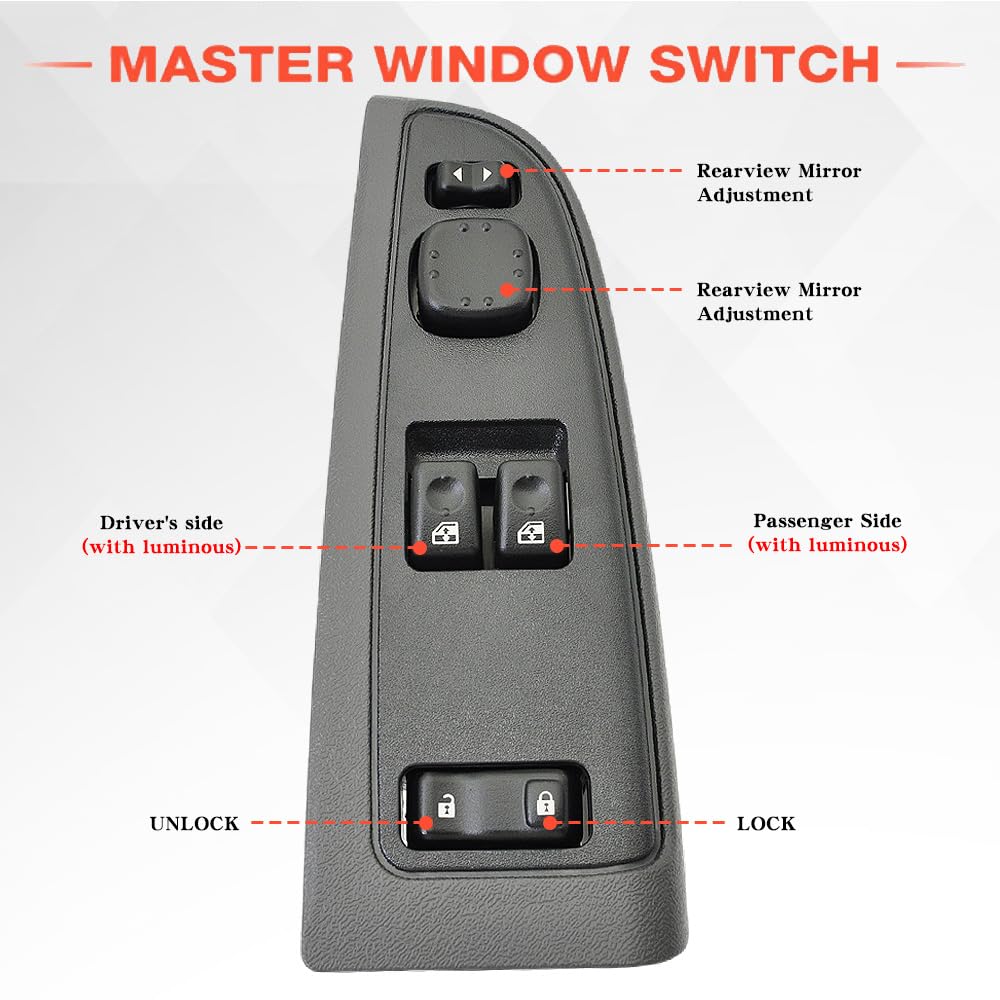 15883318 Front Driver Side Power Window Switch and Bezel Driver Side W/0 NO Folding Mirror Compatible with 2003-2007 Chevy Silverado & GMC Sierra 1500/2500/3500, Replaces# DWS-226, 920-023