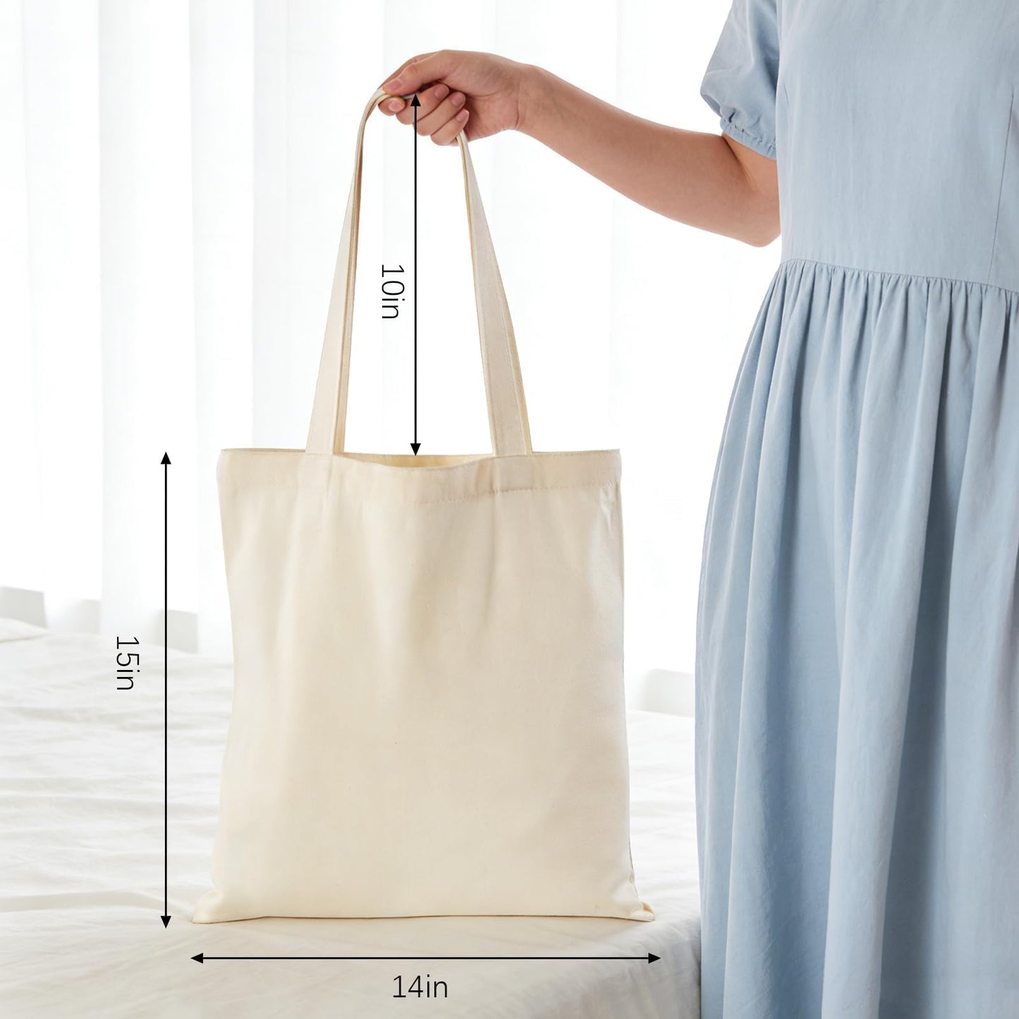 Lzerking 24 Pack Canvas Tote Bags for Sublimation, Painting, HTV - 10oz Non-Shrink Thick Fabric, 14x15 Inch Blank Tote Bags Bulk for DIY & Custom Gifts