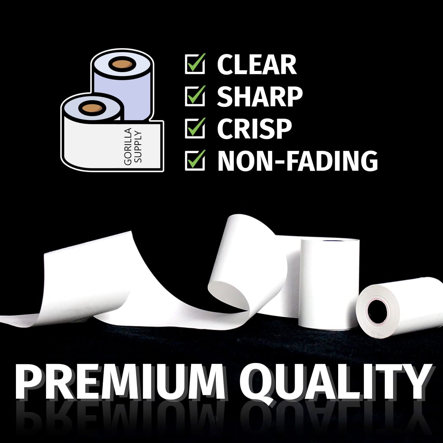 GORILLA SUPPLY Thermal Paper Receipt Rolls, Credit Card, POS/Cash Register Paper, for First Data FD100 FD200 FD300 Hypercom T77, BPA Free, 3.125 x 119 ft, 50 Rolls