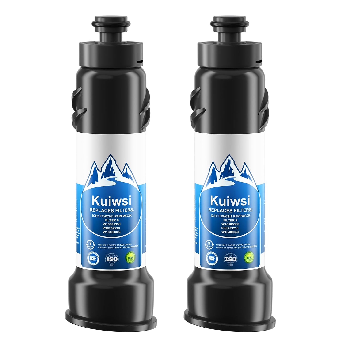 ICE2 F2WC9I1 ICE Maker Filter Replacement for Whirlpool WUI75X15HZ, WUI95X15HZ, KitchenAid KUIX535HPS, KUIC15PHZS, KUIC18NNZS0, KUIC18PNZS, KUID508ESS1, KUIX305ESS1, 2PACK