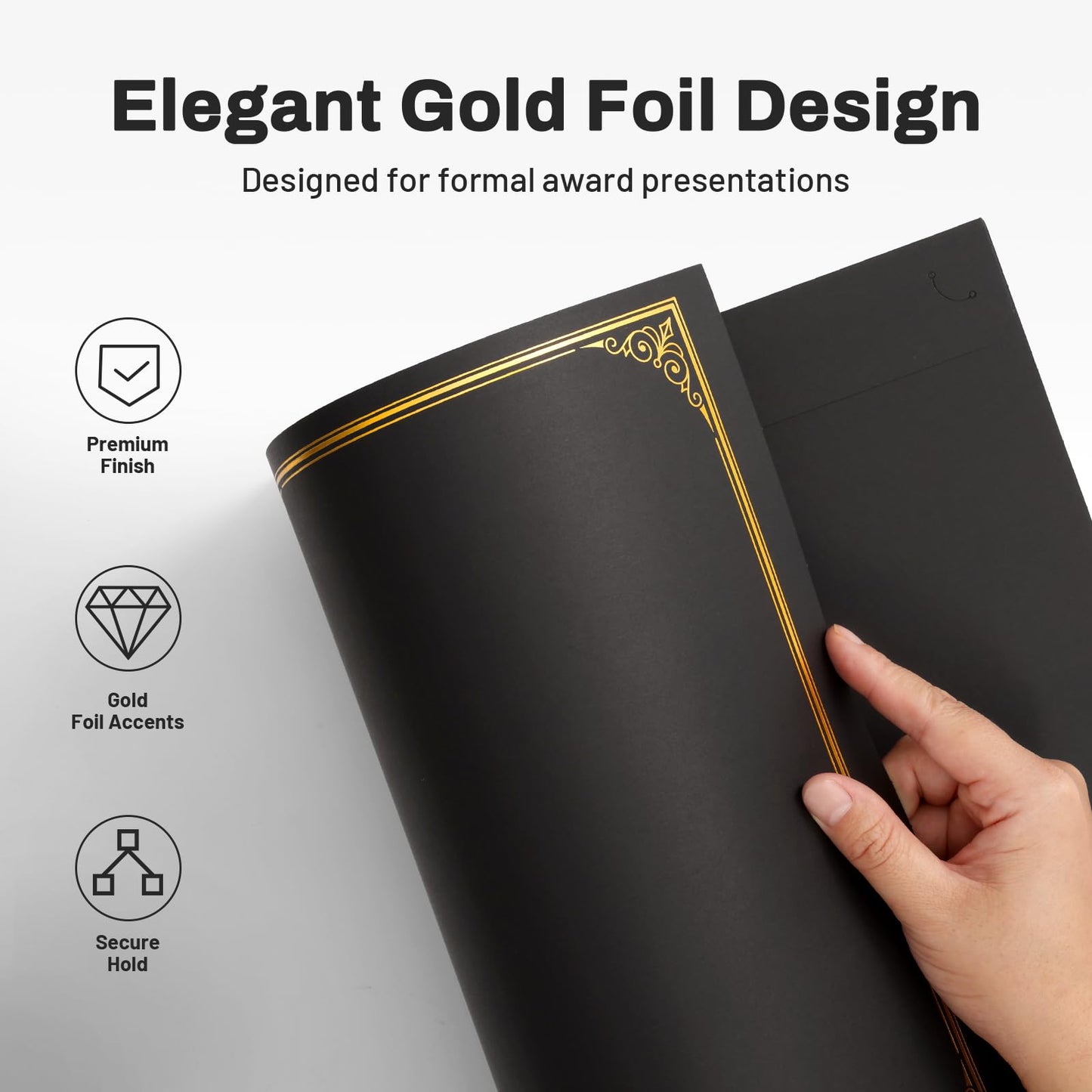 SUNEE Certificate Holders(Black, 80 Packs, New Pattern), Diploma Covers Gold Foil Border, for Letter Size 8.5x11 Certificates, Cardstock, Document Papers