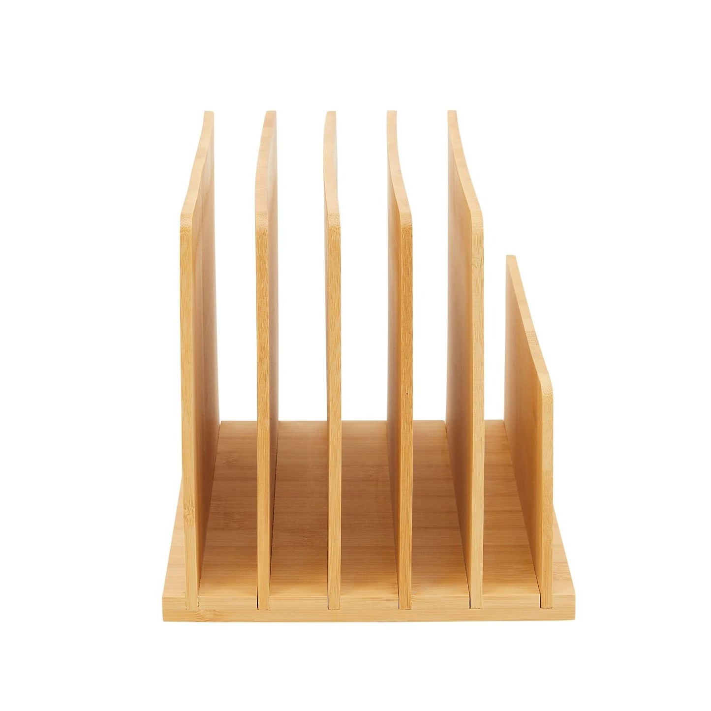 Bamboo Wooden Mail Holder, File Sorter for Letter and Folder Document Storage, Envelope Organizer with 5 Slots for Office Desk, Countertop, Home Organization (10x7 in)