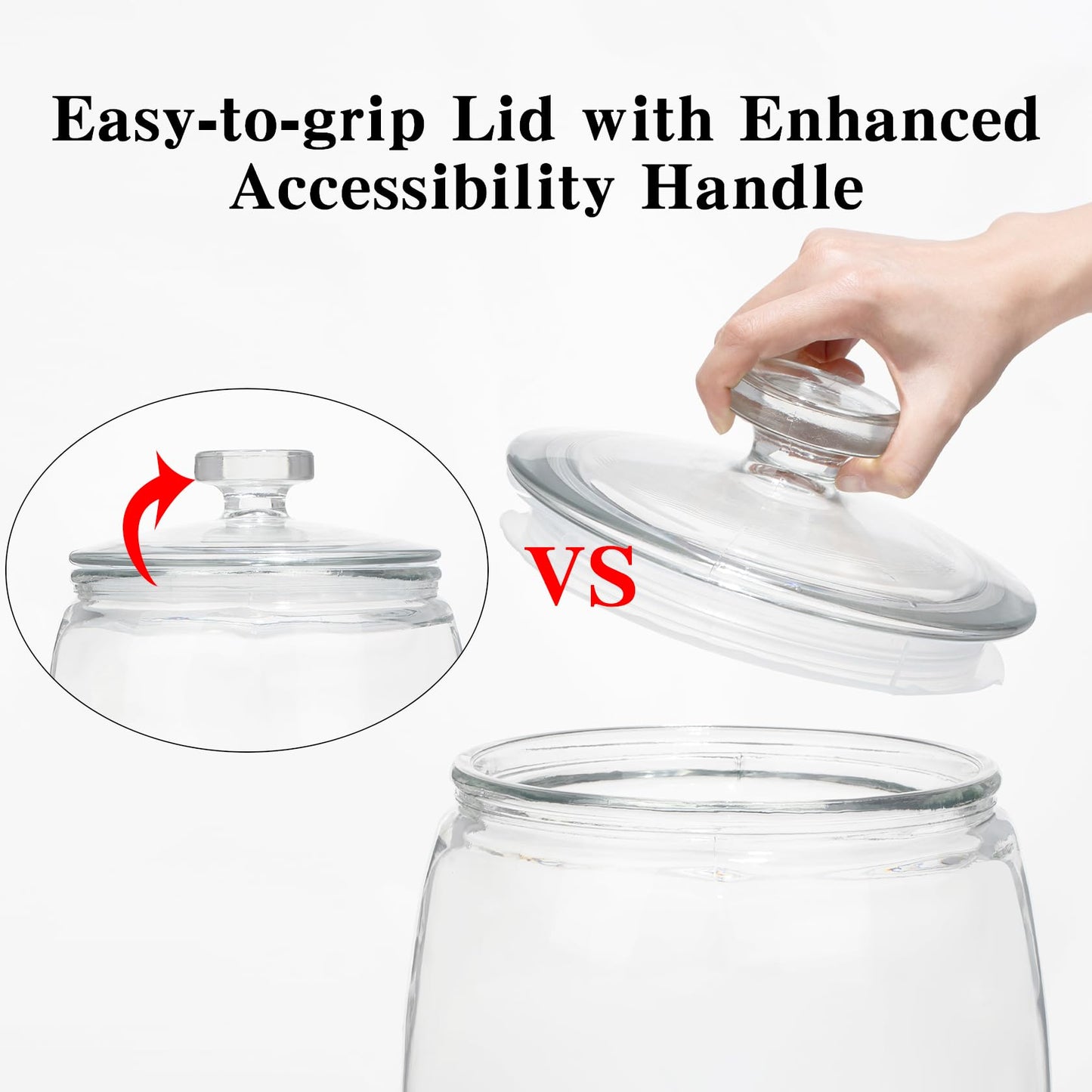 CATPOWER 2.5 Gallon Wide Mouth Glass Storage Jars with Heavy Glass Lids - Large Cookie Jars for Kitchen, Ideal for Flour, Rice, Sugar, Pasta, and Candy