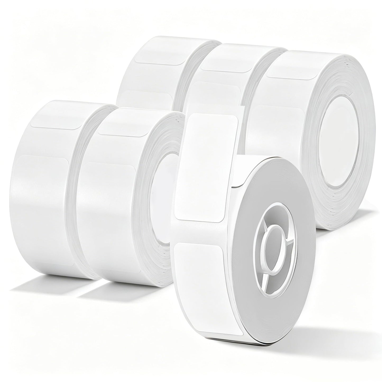 Label Maker Tape - 6 Rolls(1260 Pieces) Compatible for D11/D110/D101 Printer Paper Stickers Waterproof Standard Laminated Tear-Resistant Office Home Name File Folder Clothes (0.59x 1.18 Inch, White)