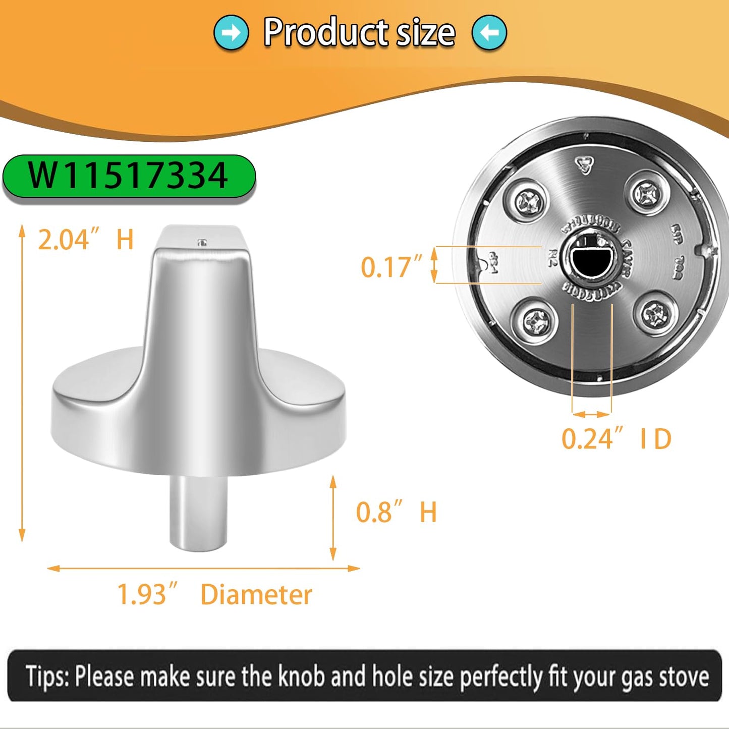 4 Pack Enhanced W11517334 for Whirlpool Gas Range Oven Knobs Replacements W10850033,W11122869 Compatible with Models WEG515S0FB0 WEG515S0FS0 WEG515S0FS2 WEG515S0FS3 WEG515S0FW0 WEG745H0FS0