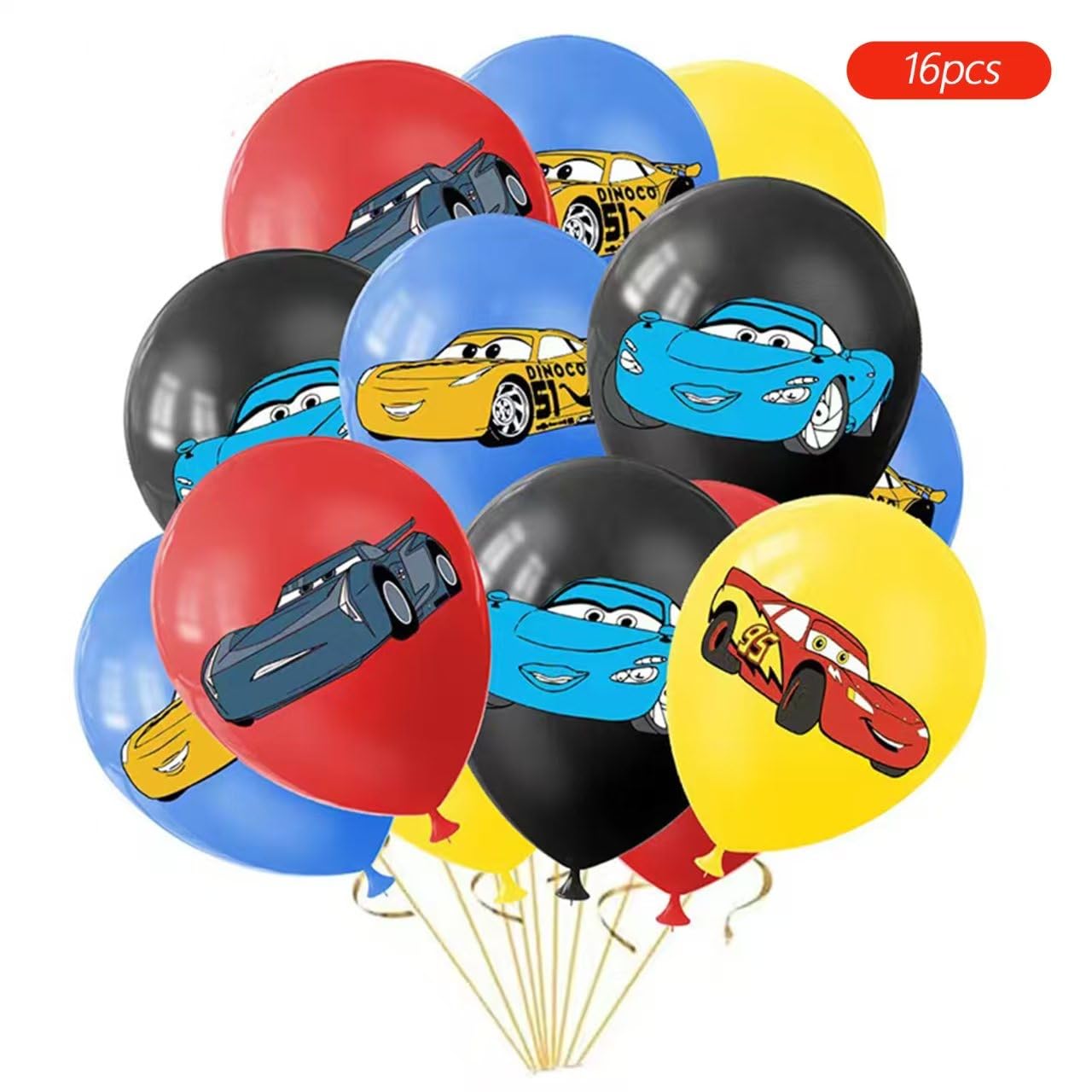 52Pcs Cars Birthday Party Supplies, Party Decorations Set Include Banner, Backdrop, Balloons, Hanging Swirls, Cake Cupcake Toppers, Tablecloth for Boys Girls Cars Theme Party