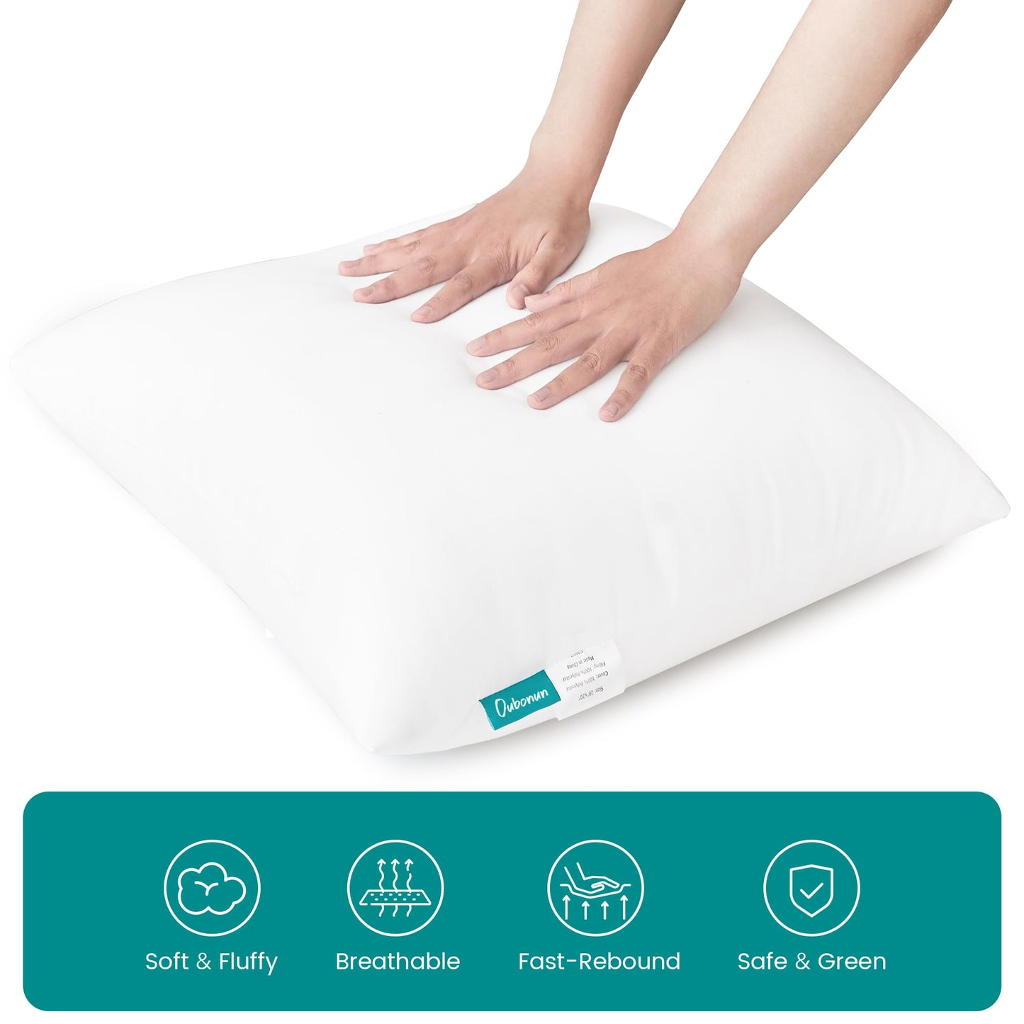 Oubonun 26 x 26 Throw Pillow Inserts - Soft, Plush & Decorative Down Alternative Pillows for Couch Sofa Bed, Machine Washable - White, Pack of 2
