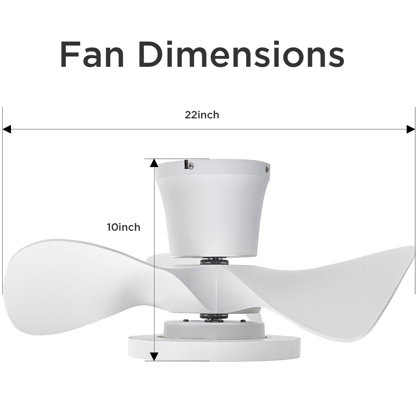ocioc Quiet Ceiling Fan with LED Light 22 inch Large Air Volume Remote Control for Kitchen Bedroom Dining Room Patio