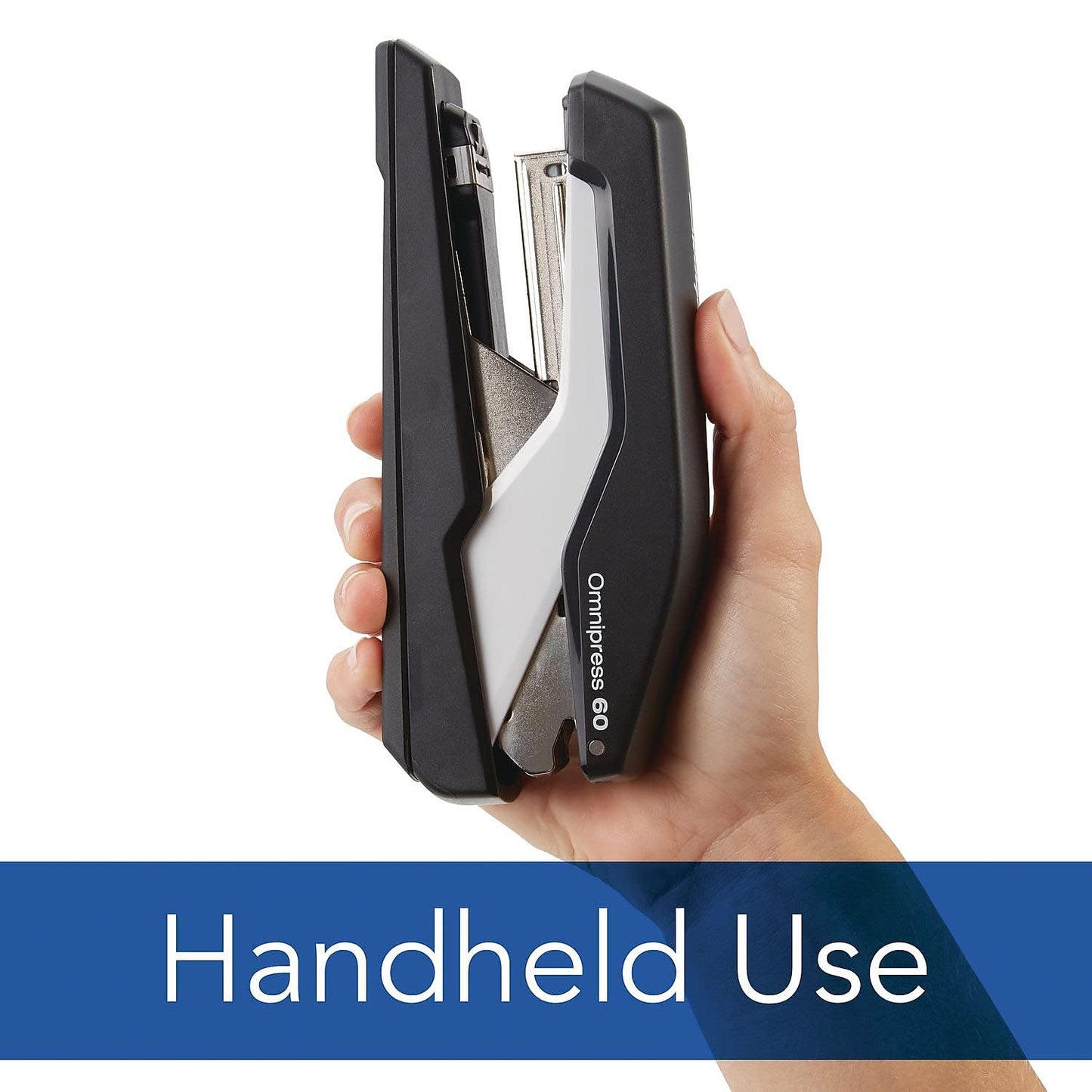 Swingline Stapler, Omnipress 60 Stapler, Press Anywhere for Easier Use, 60 Sheet Capacity, Black/Gray (5000590A)