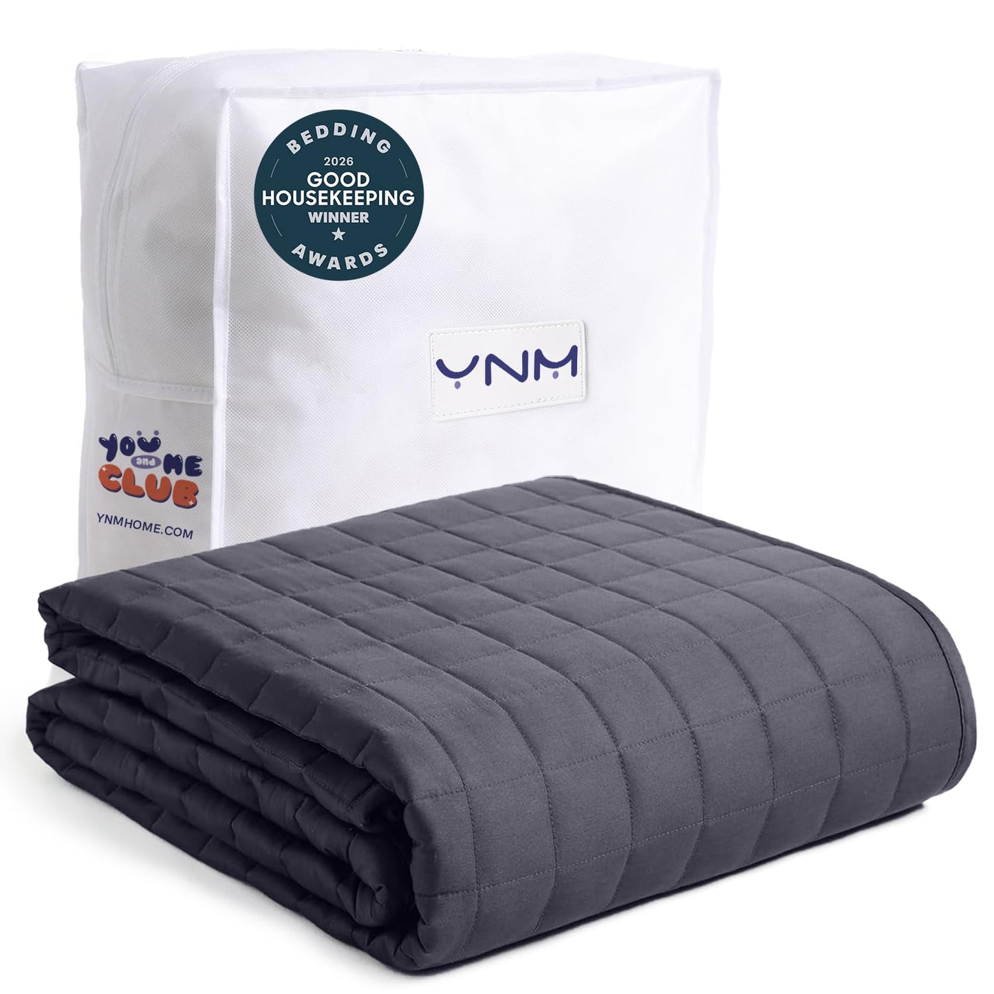 YnM 20lbs Weighted Blanket for Adults, Breathable Heavy Bed Throw Blanket with Cooling Glass Beads for All Season Use, Ideal for One Person of 190lbs (60x80 Inches, Queen Bed, Dark Grey)