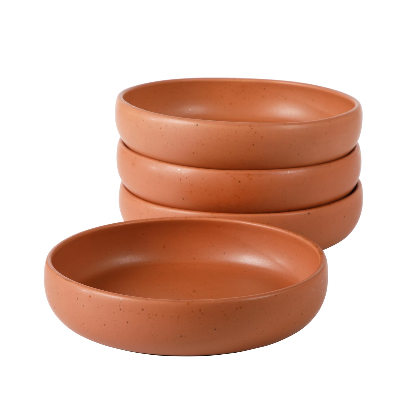 Bloomhouse - Two Time Oprah's Favorite Things Winner - Corsica Clay 4-Piece Dinner and Pasta Bowl Set – Burnt Apricot Terracotta Stoneware for Meals, Serving & Everyday Use
