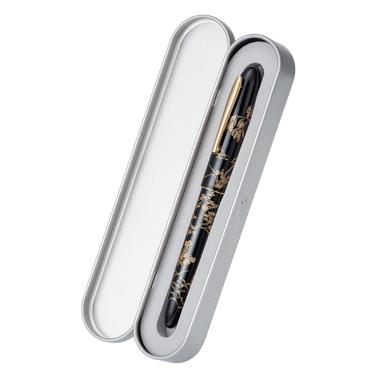 HONG DIAN Hongdian N23 Black Rabbit Fountain Pen, Long Blade Medium Nib Gold Trim, New Year Lucky Rabbit Carving Design, Smooth Writing Pen with Converter and Metal Pen Box Set