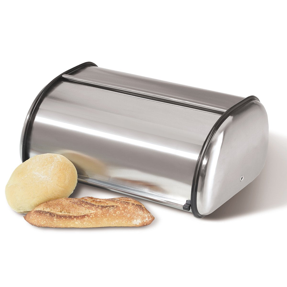 Oggi Stainless Steel Roll Top Bread Box for Kitchen Countertop with Stainless Steel Lid - Fits Multiple Large Loaves of Bread and Other Freshly Baked Goods Including Cookies, Bagels, Muffins