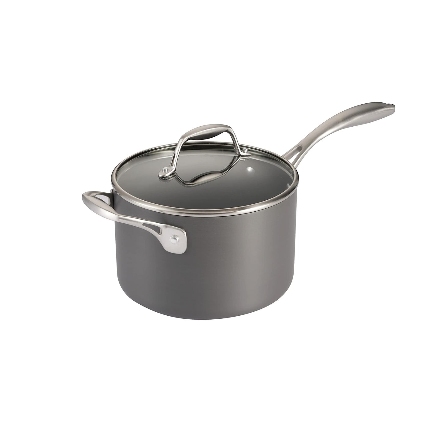 Tramontina OnyxPro Hard Anodized Non Stick 4-Quart Large Sauce Pan with Glass Lid, Oven Safe